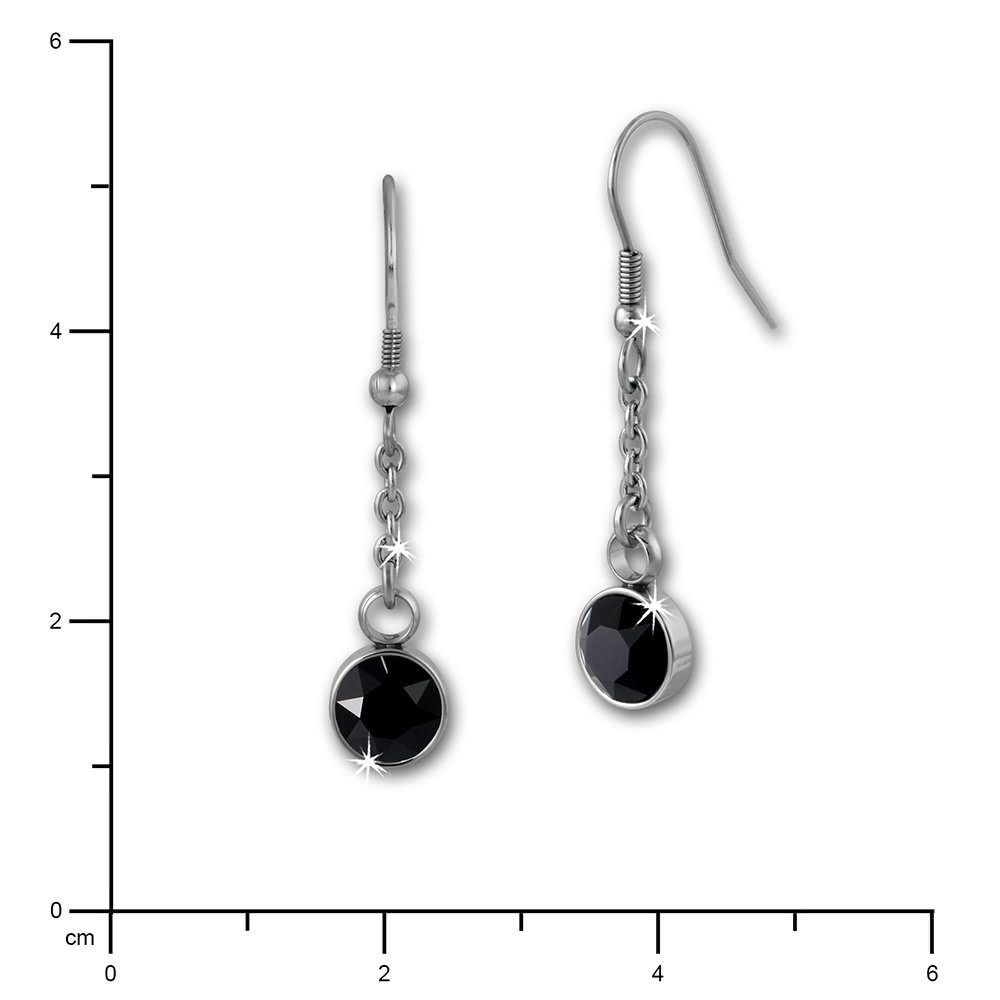 Amello Paar Ohrhänger Amello Ohrringe Edelstahl Ohrhänger rund (Ohrhänger), Damen Ohrhänger rund Edelstahl (Stainless Steel) silberfarben, schwarz