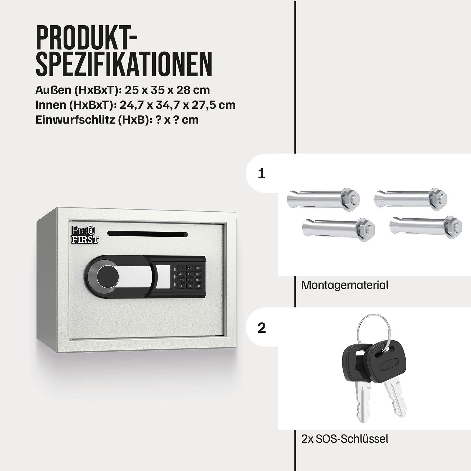 Profirst Möbeltresor Guardian 3 Elektronikschloss Silber – Bild 4 von 5