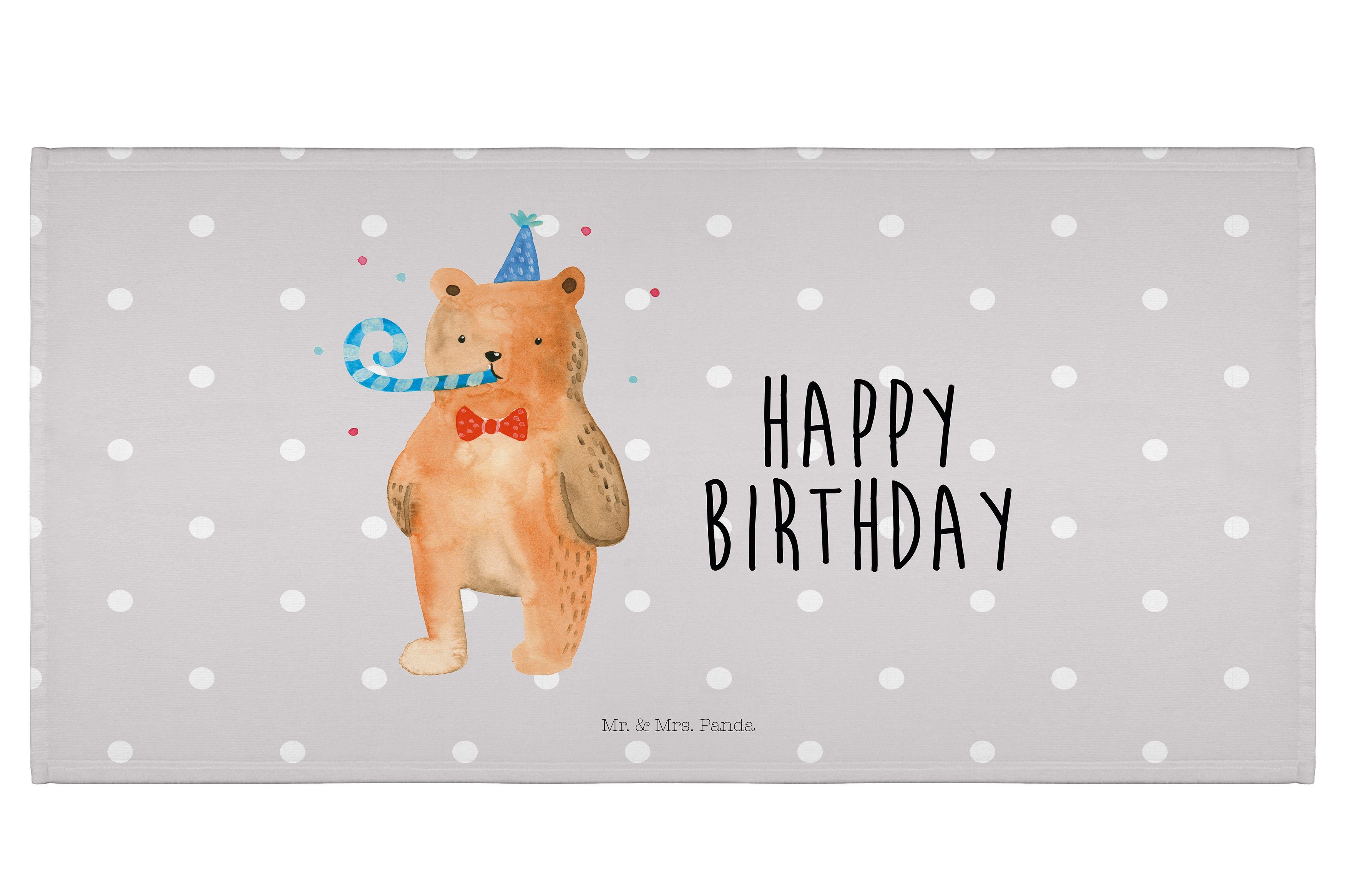 Birthday Pastell Grau Handtuch Bab, Mrs. Panda Birthday, Geschenk, Handtuch, & - (1-St) - Mr. Bär Happy
