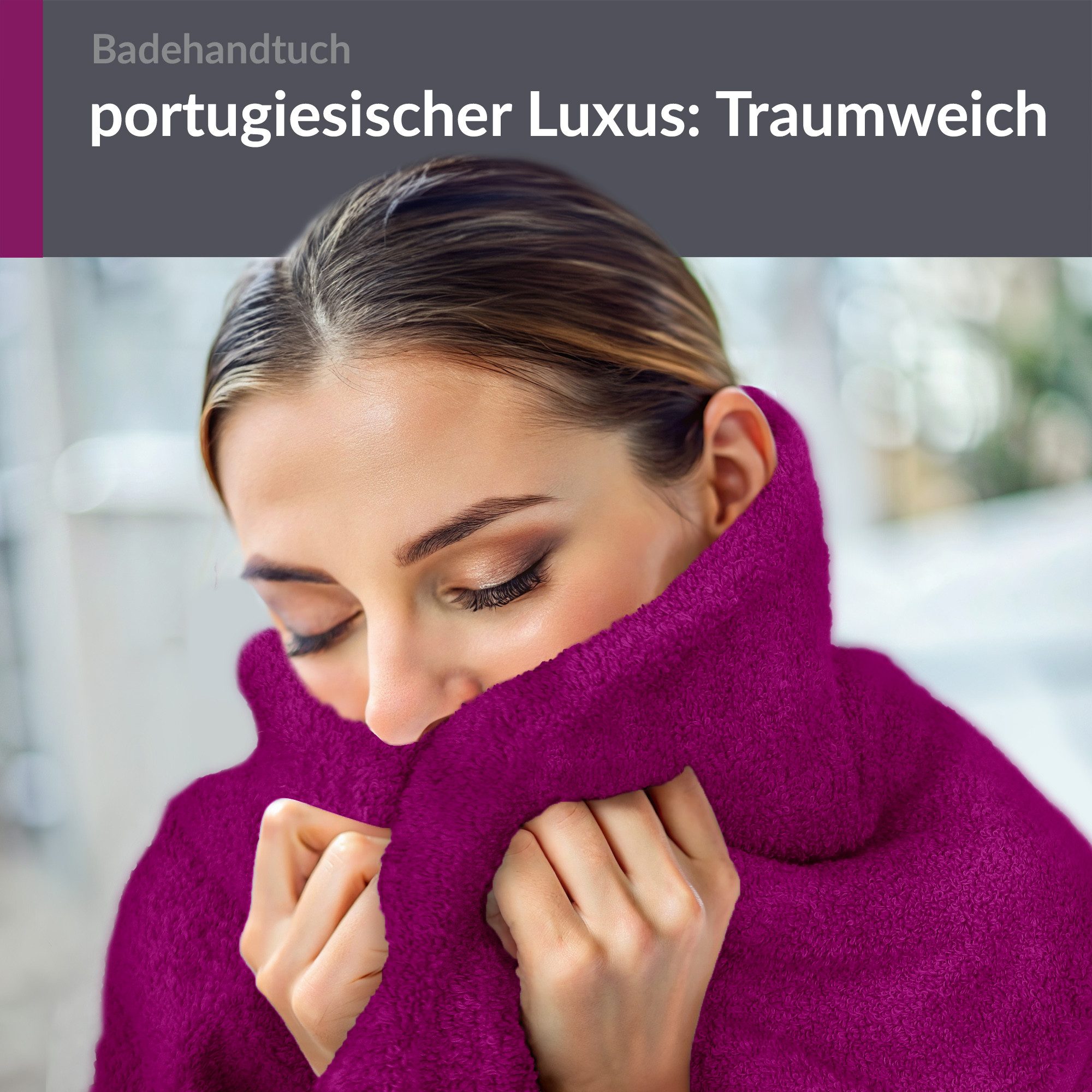 Lashuma Badetuch - Badehandtuch Linz, Frottee (1-St), XXL Handtuch lila 100x150 cm