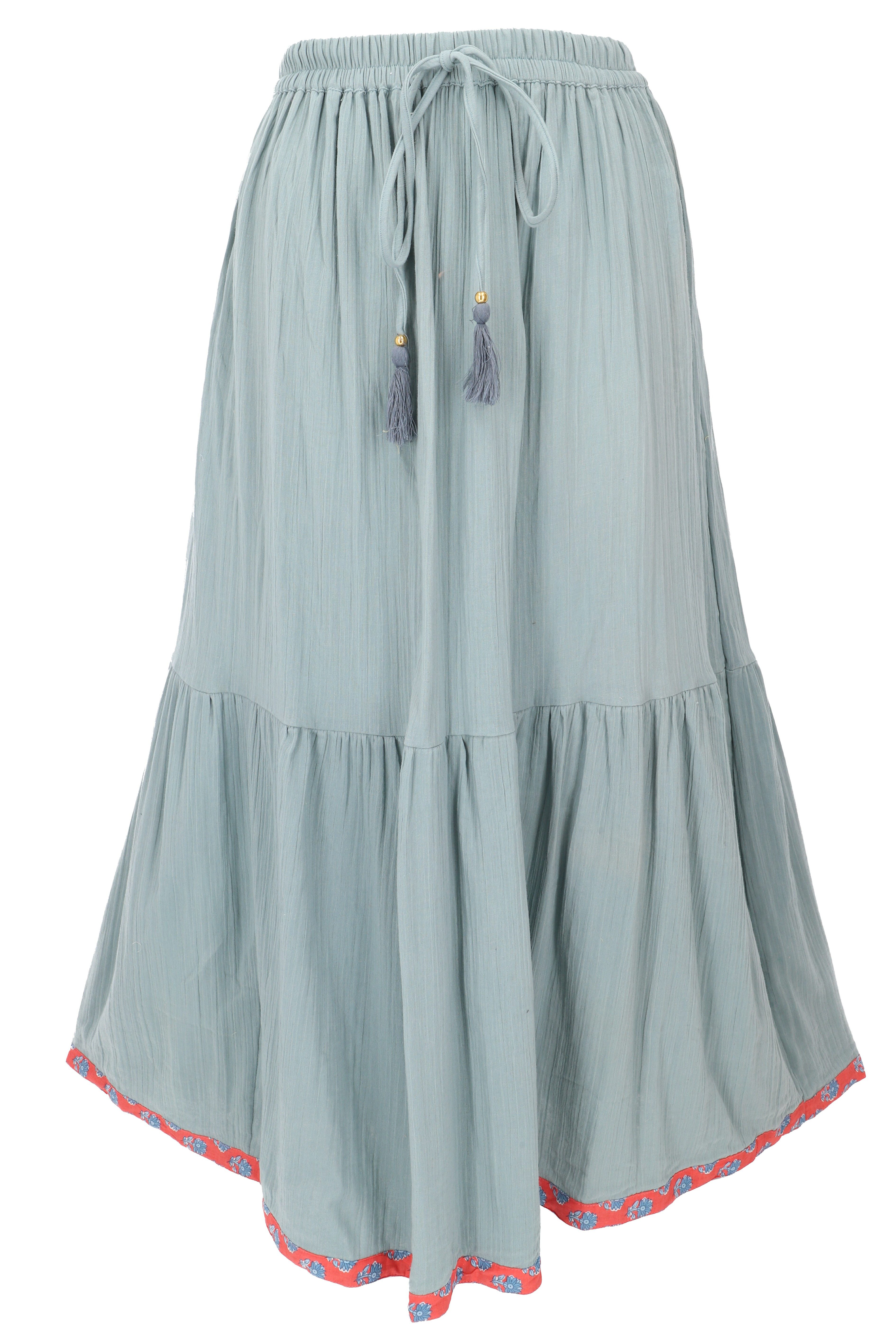 Guru-Shop Minirock Langer Boho Musselin Stufenrock, Maxirock.. alternative Bekleidung