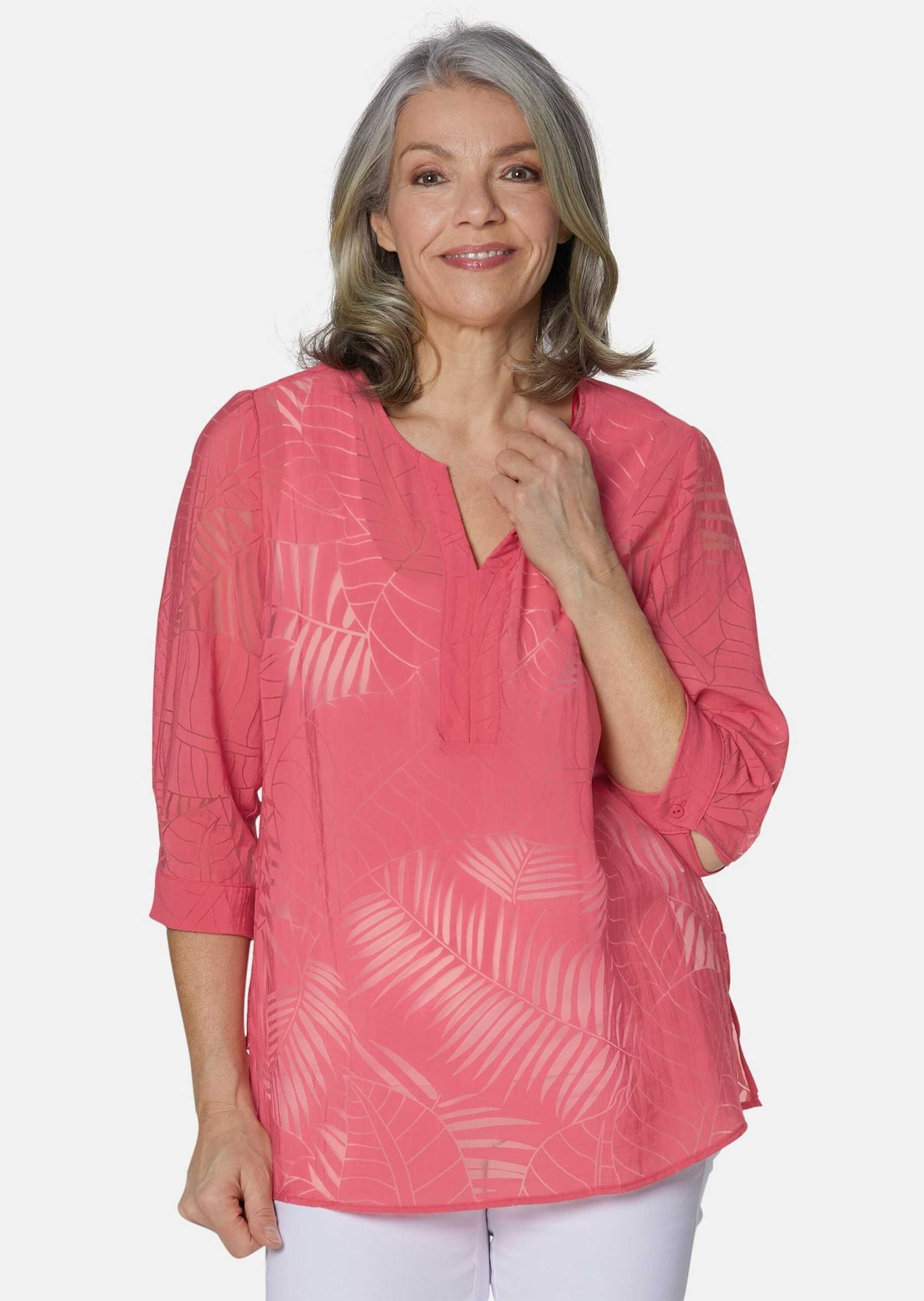GOLDNER Klassische Bluse Leger geschnittene Ausbrennerbluse günstig online kaufen