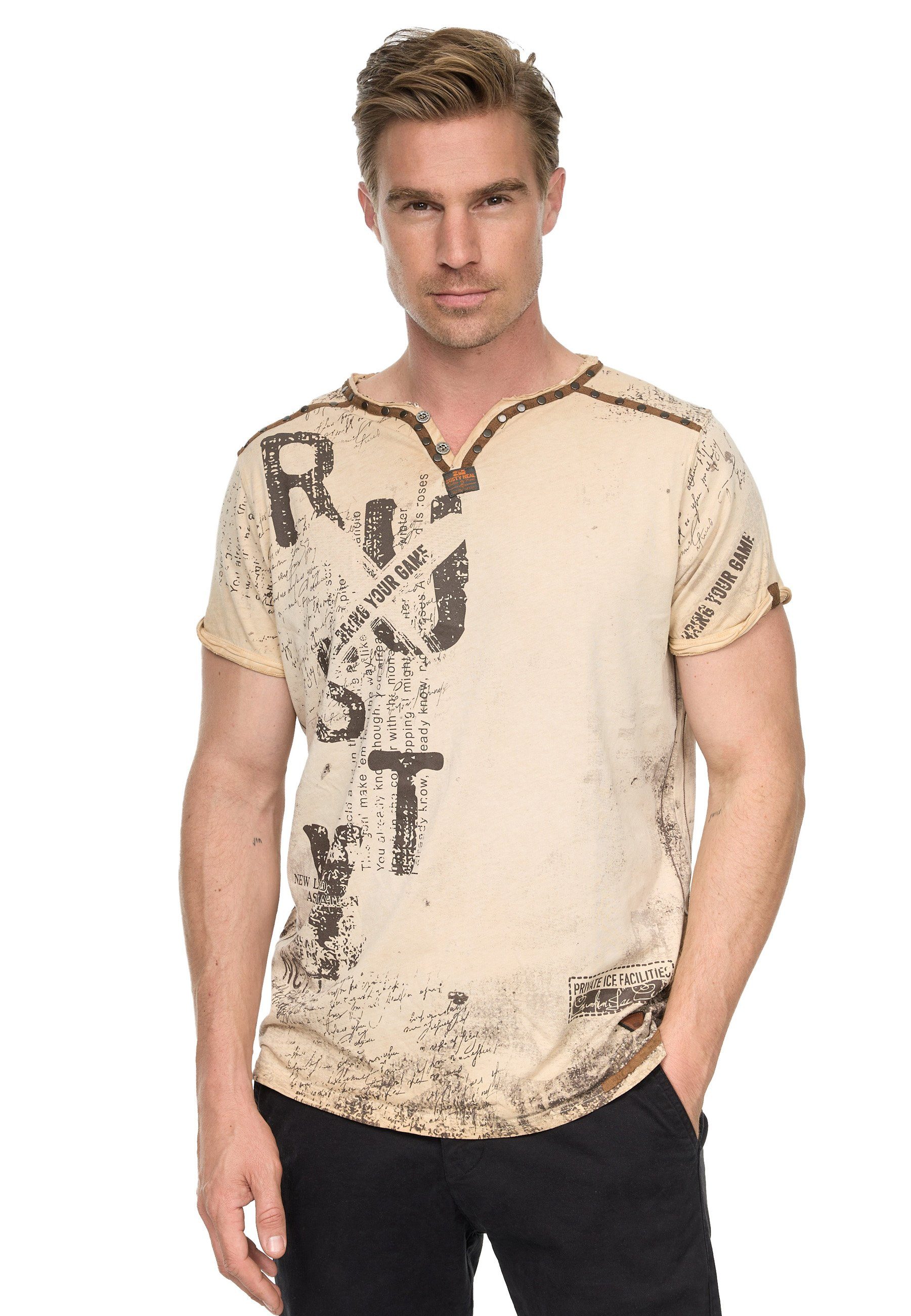 im Neal T-Shirt Rusty beige Used-Look