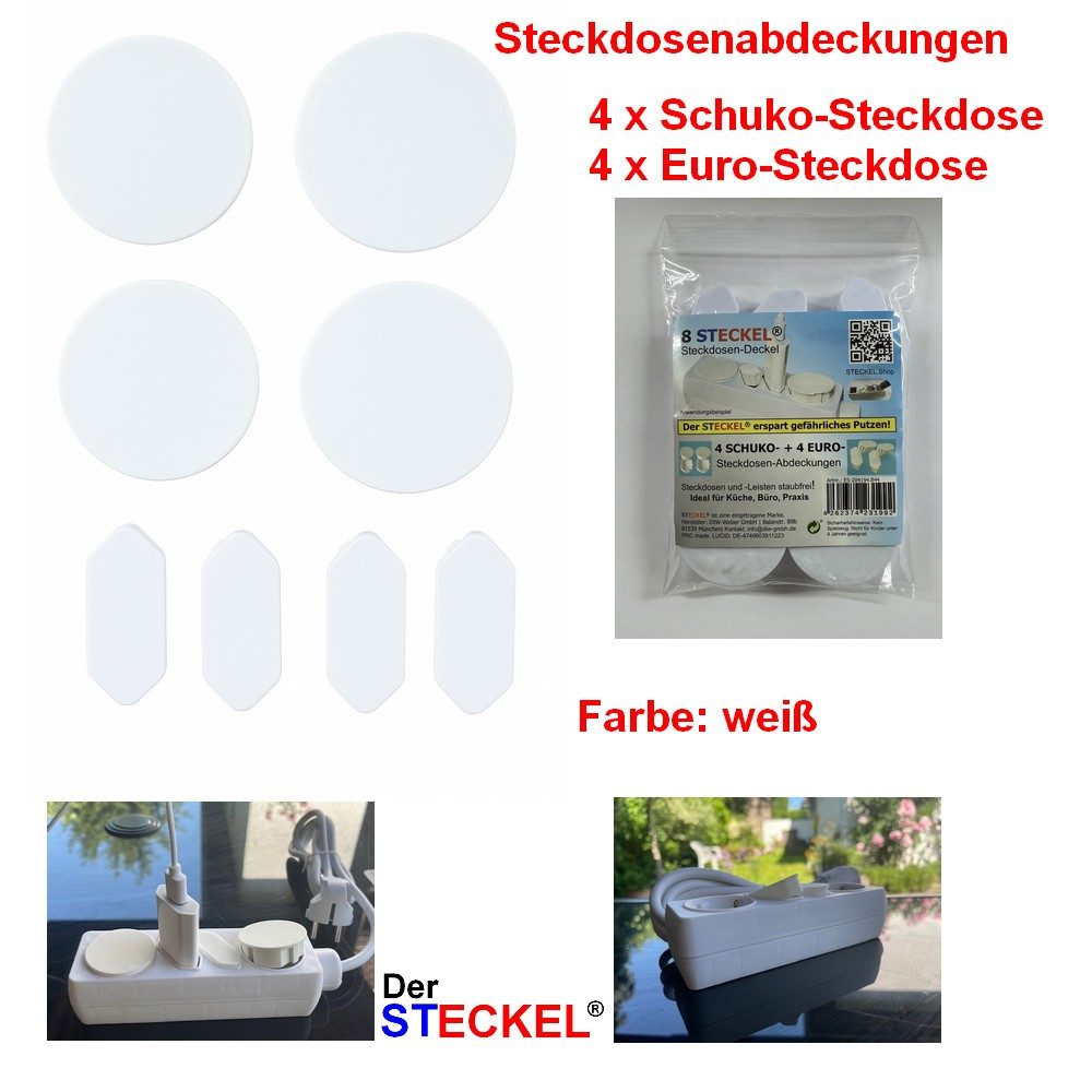 STECKEL Steckdosenblende STECKEL® Steckdosenabdeckungen – Euro & Schuko im Set wählbar, (Sparset, 8 tlg., Sparset), Staubschutz, Spritzschutz für Steckdosenleis – Bild 2 von 5