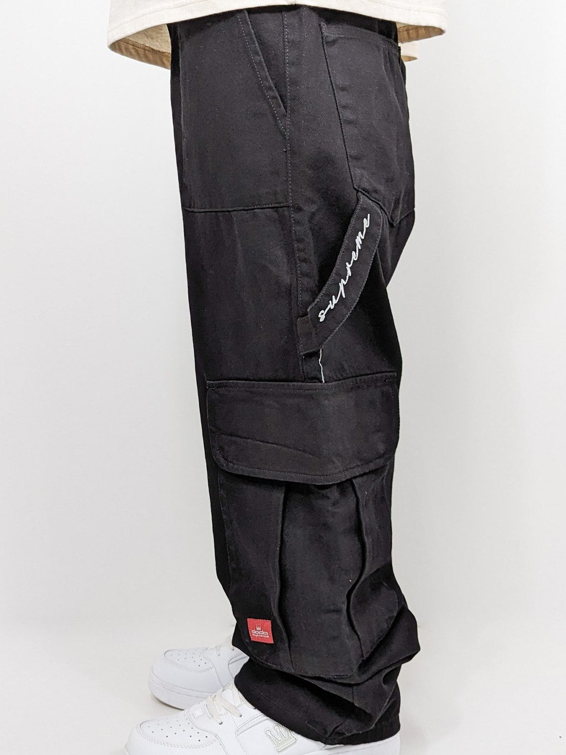 DADA Supreme Regular-fit-Jeans Baggy Cargo Denim mit Taschen Worker für Herren Baumwolle unifarben atmungsaktiv Reißverschluss modisch-Style – Bild 3 von 5