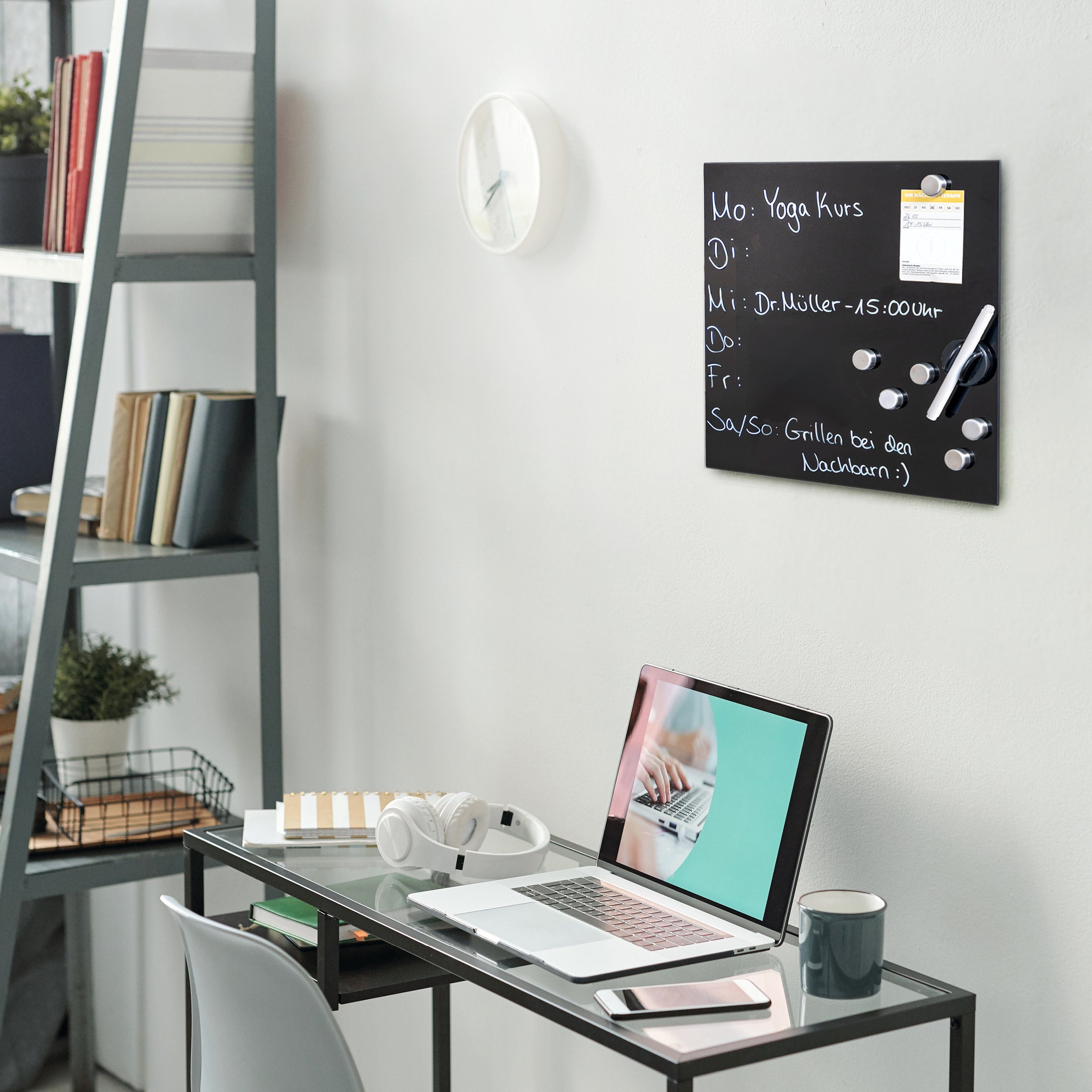 bremermann Magnettafel Magnettafel mit schwarzer Glasfront, 6 Magnete und 1 günstig online kaufen