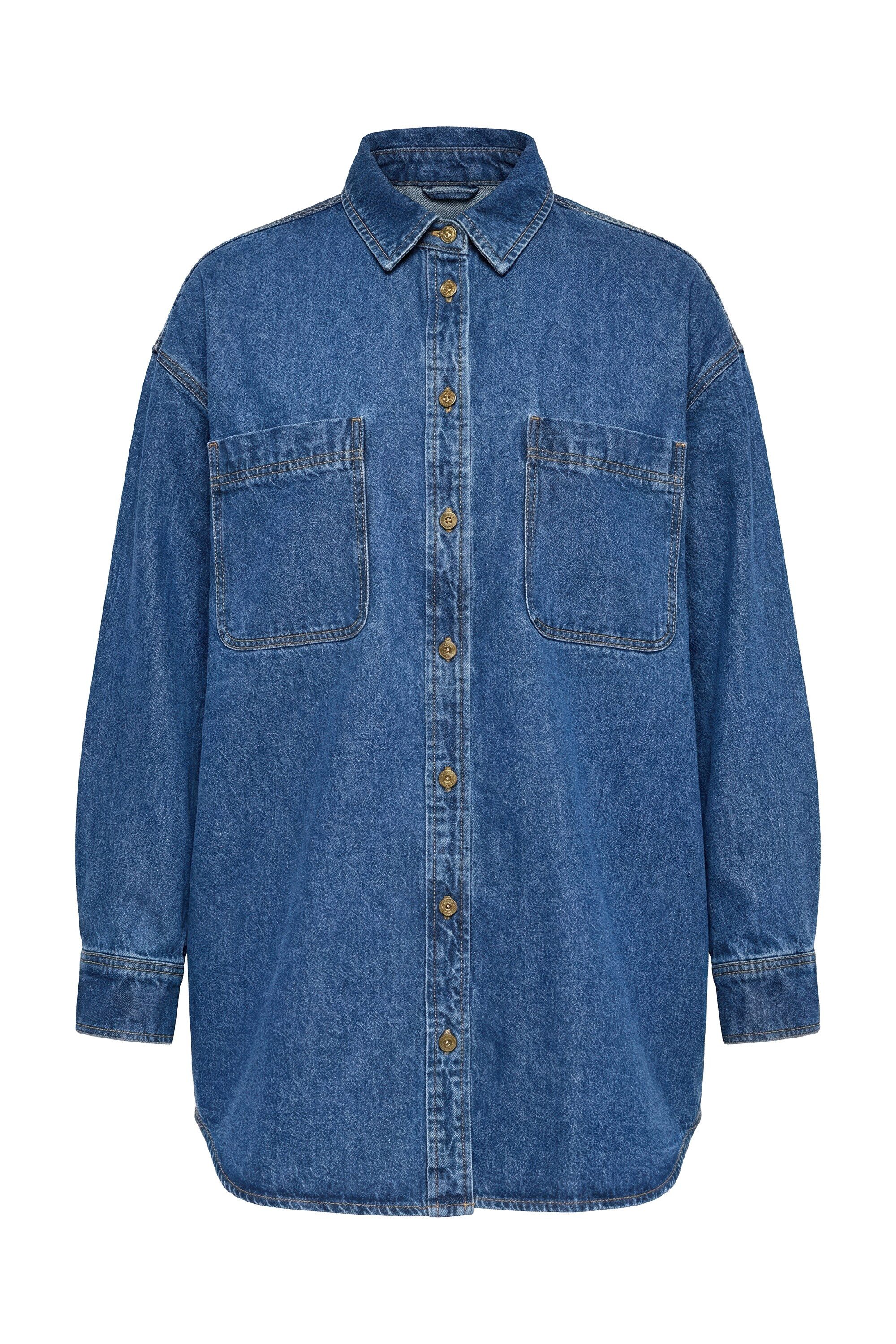 Studio Untold Hemdbluse Jeanshemd oversized Hemdkragen günstig online kaufen