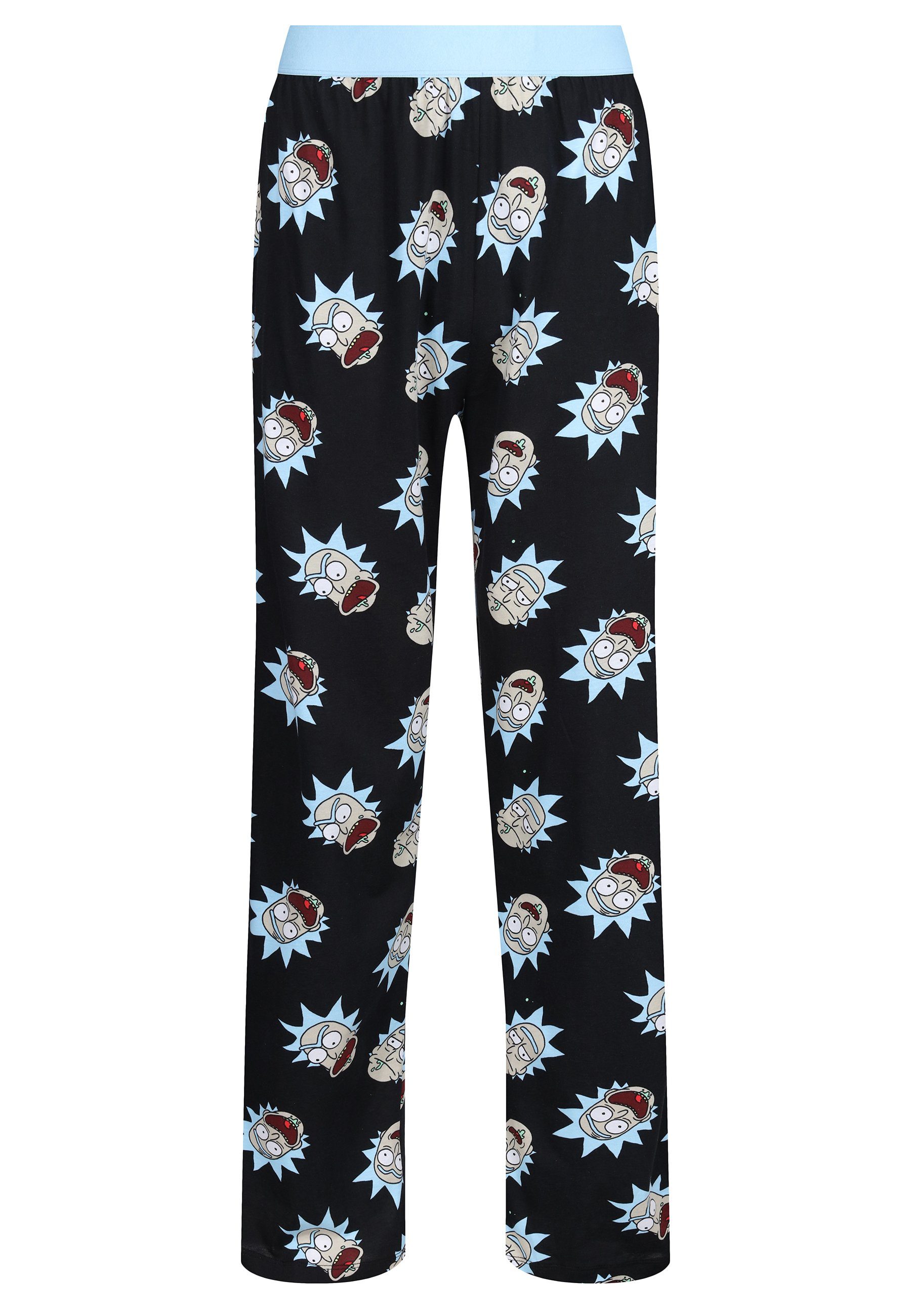 Faces Recovered Loungepants Lounge Black over Rick all - Pant Morty - print and