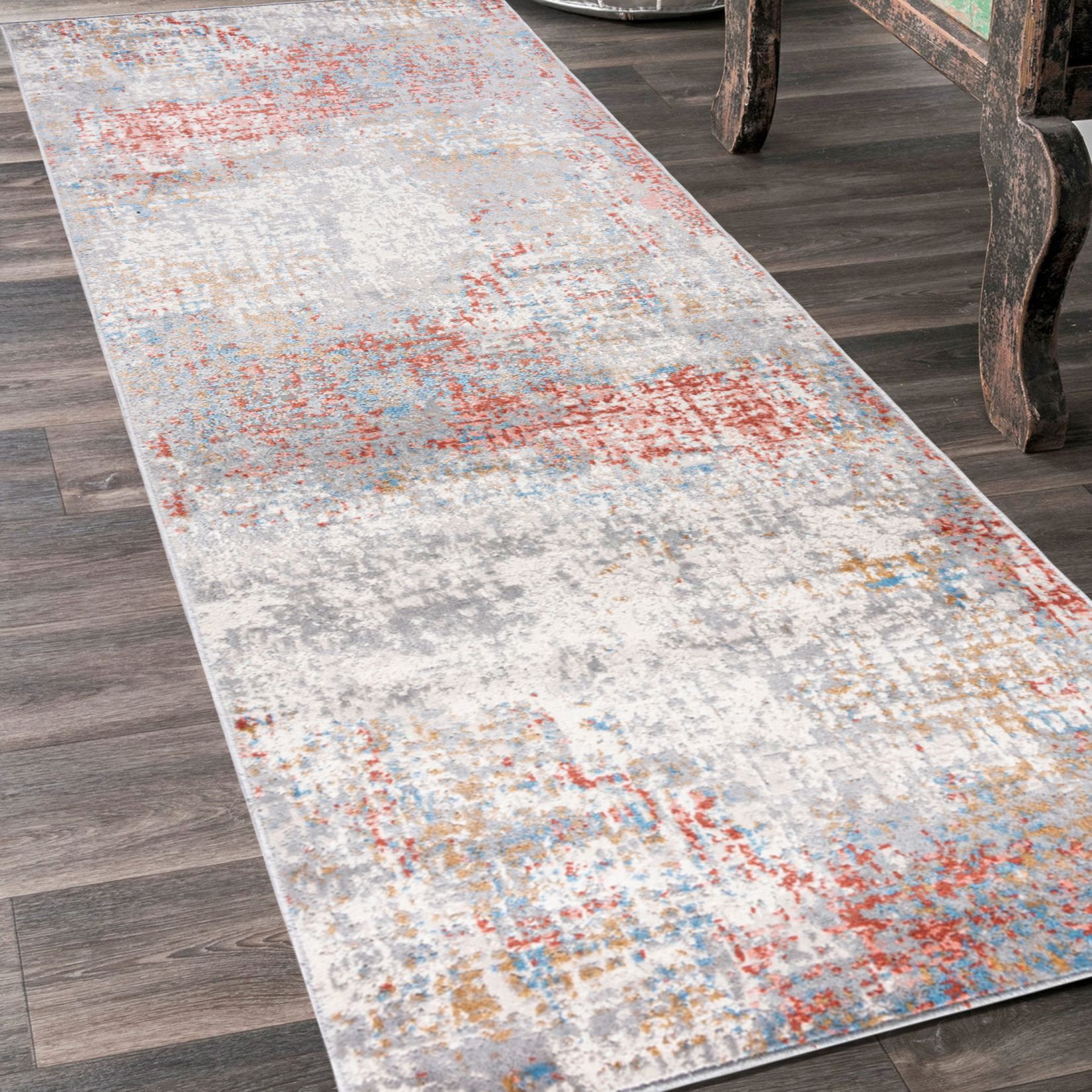 Mazovia Läufer Modern Abstrakt Anthrazit Orange Flur, Schlafzimmer, Diele, Fußbodenheizung – Bild 2 von 5