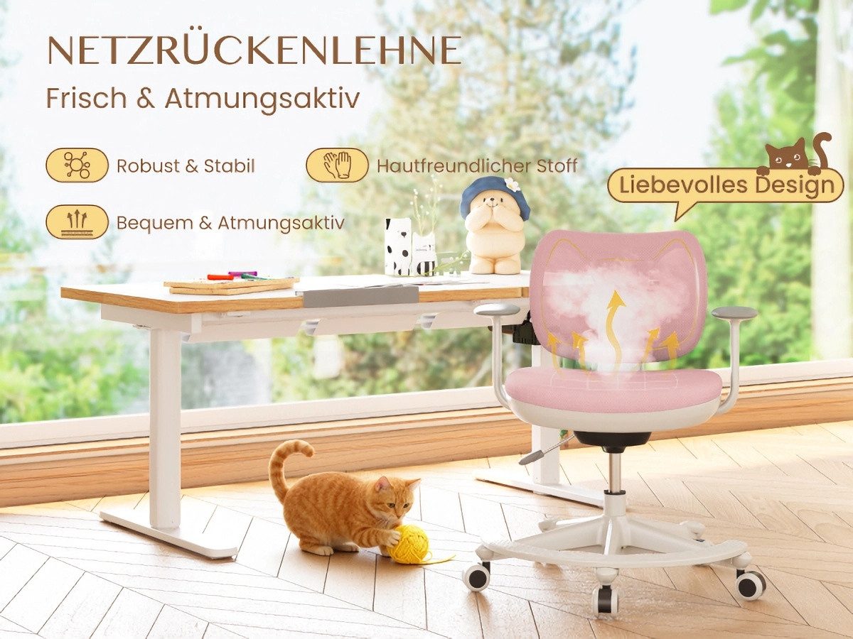 FLEXISPOT Schreibtisch Kinderschreibtisch Höhenverstellbar (mit neigbarer Tischplatte, mit LED-Höhenanzeige & 3 Speicherplätzen, MIT Haken, 16mm Abgerundete Tis – Bild 3 von 5