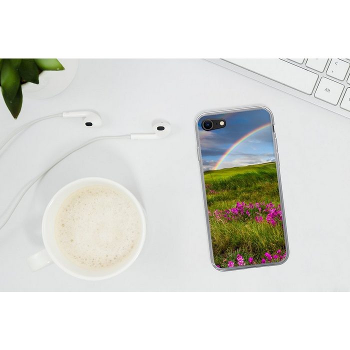 MuchoWow Handyhülle Regenbogen - Blumen - Heidekraut Handyhülle Apple iPhone 7 Smartphone-Bumper Print Handy Schutzhülle UK9949