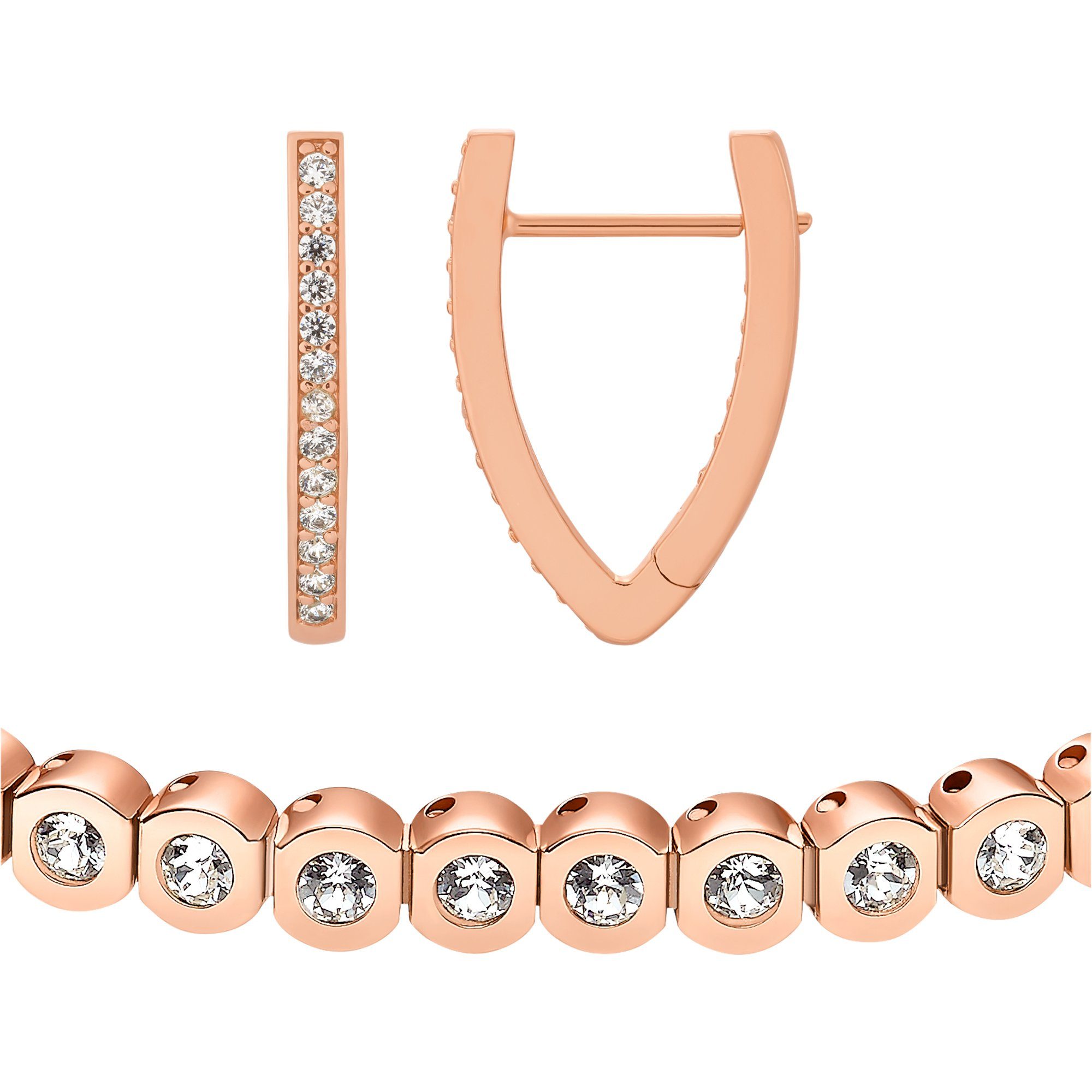 Geschenkset (Ohrringe, für Ohrstecker Damen und rosegoldfarben Ohrstecker Heideman Amilla Geschenkverpackung), Set silberfarben Armband Paar mit inkl.