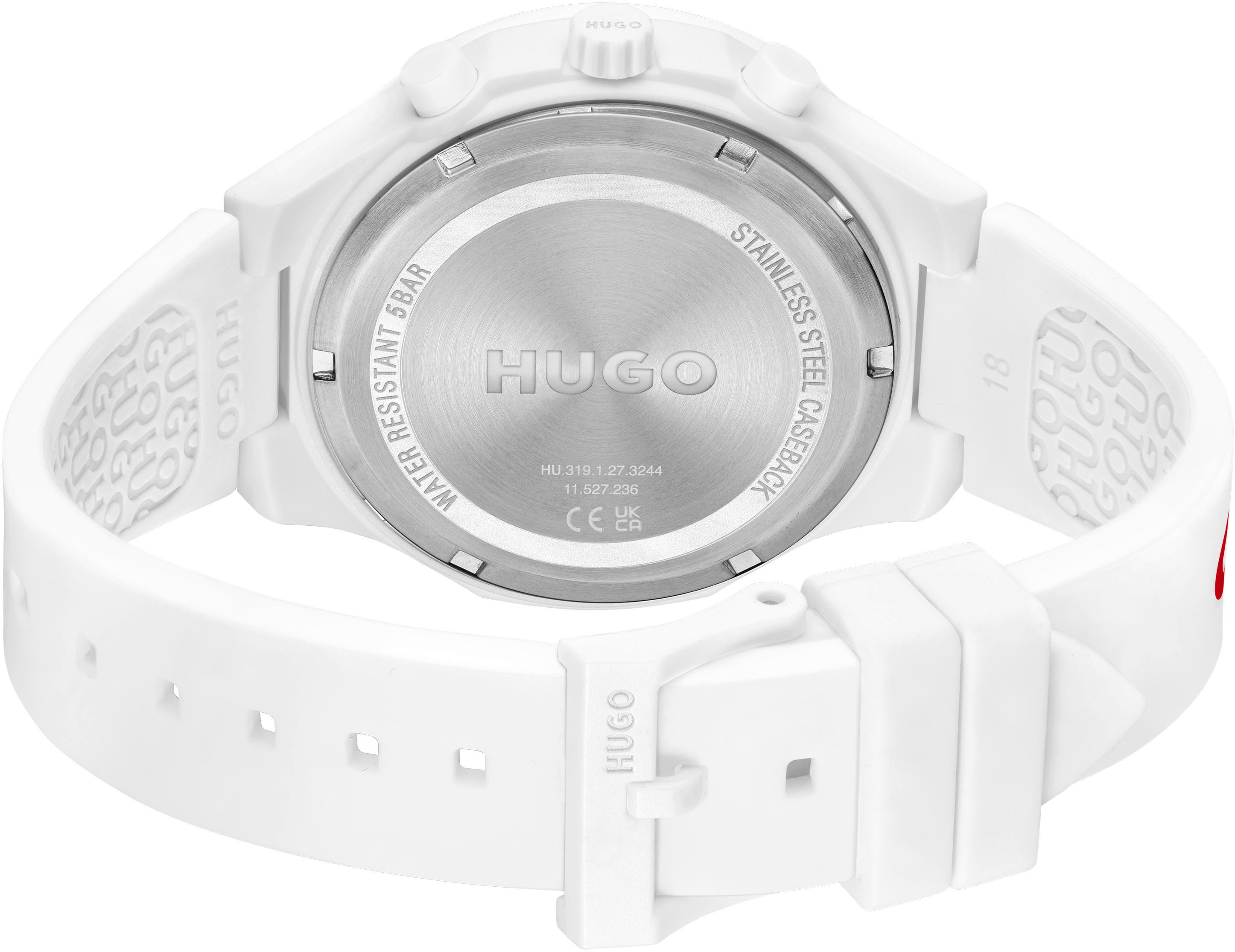 HUGO Multifunktionsuhr #LIT MULTI 1530406, Quarzuhr, Armbanduhr, Herrenuhr, Silikonarmband, analog