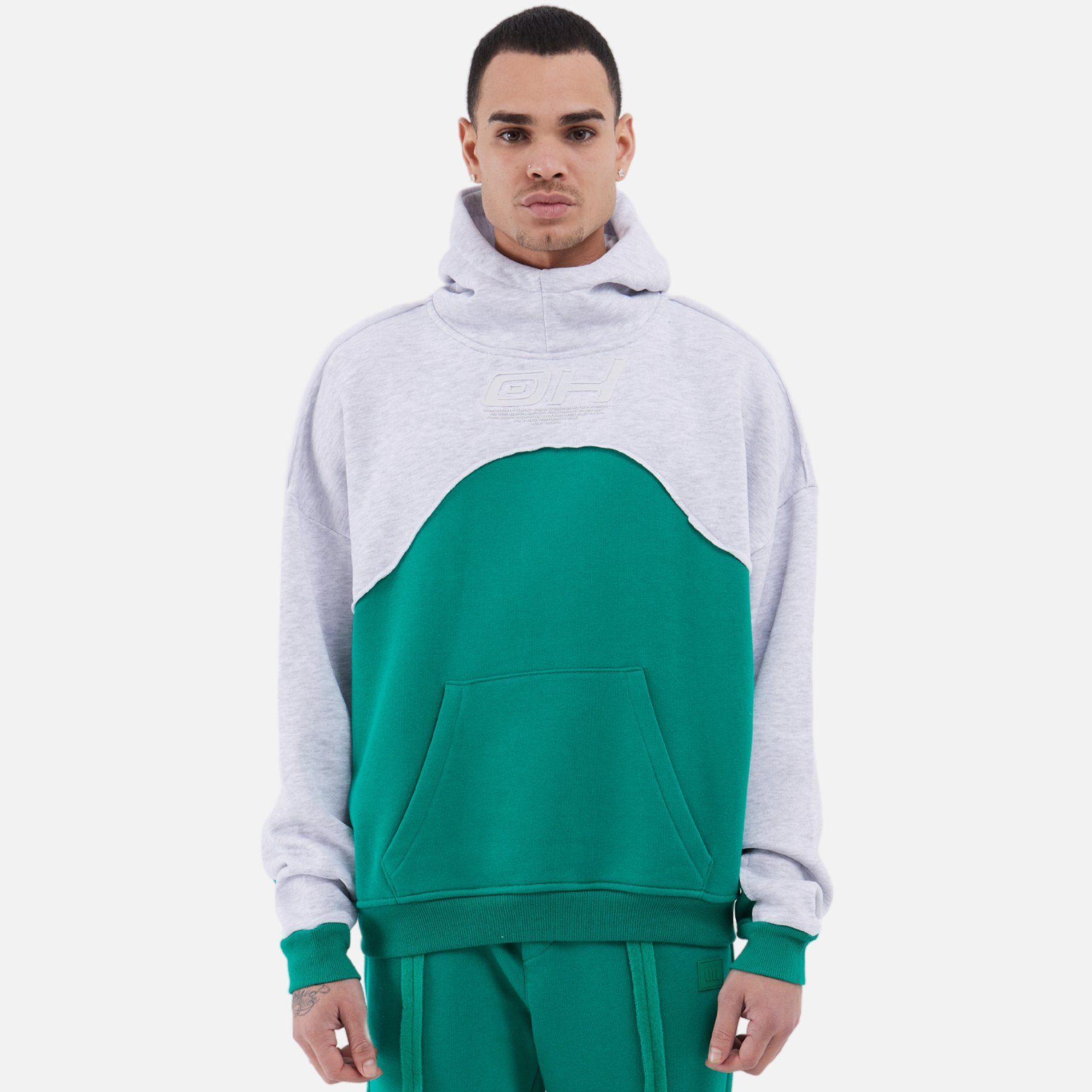 OSSY HOMER Jogginganzug Jogginganzug Jogger Grau-Grün Unisex Set Oversize Hoodie