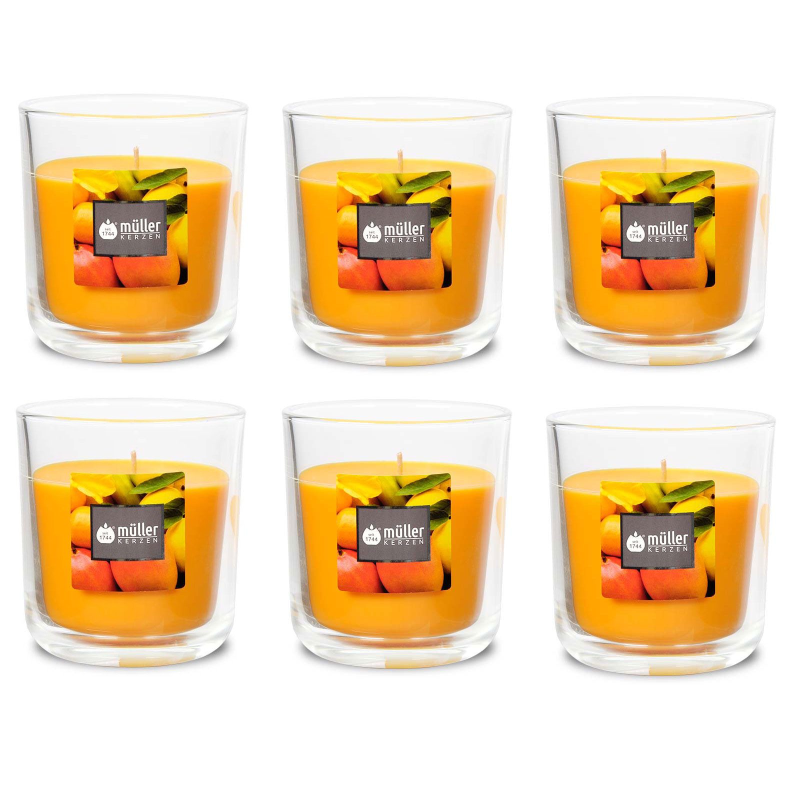 Gebr. Müller Kerzenfabrik AG Kerzenständer Duft-Kerzenglas 65/70 mm Set 6 Stk. Verschiedene Aromen