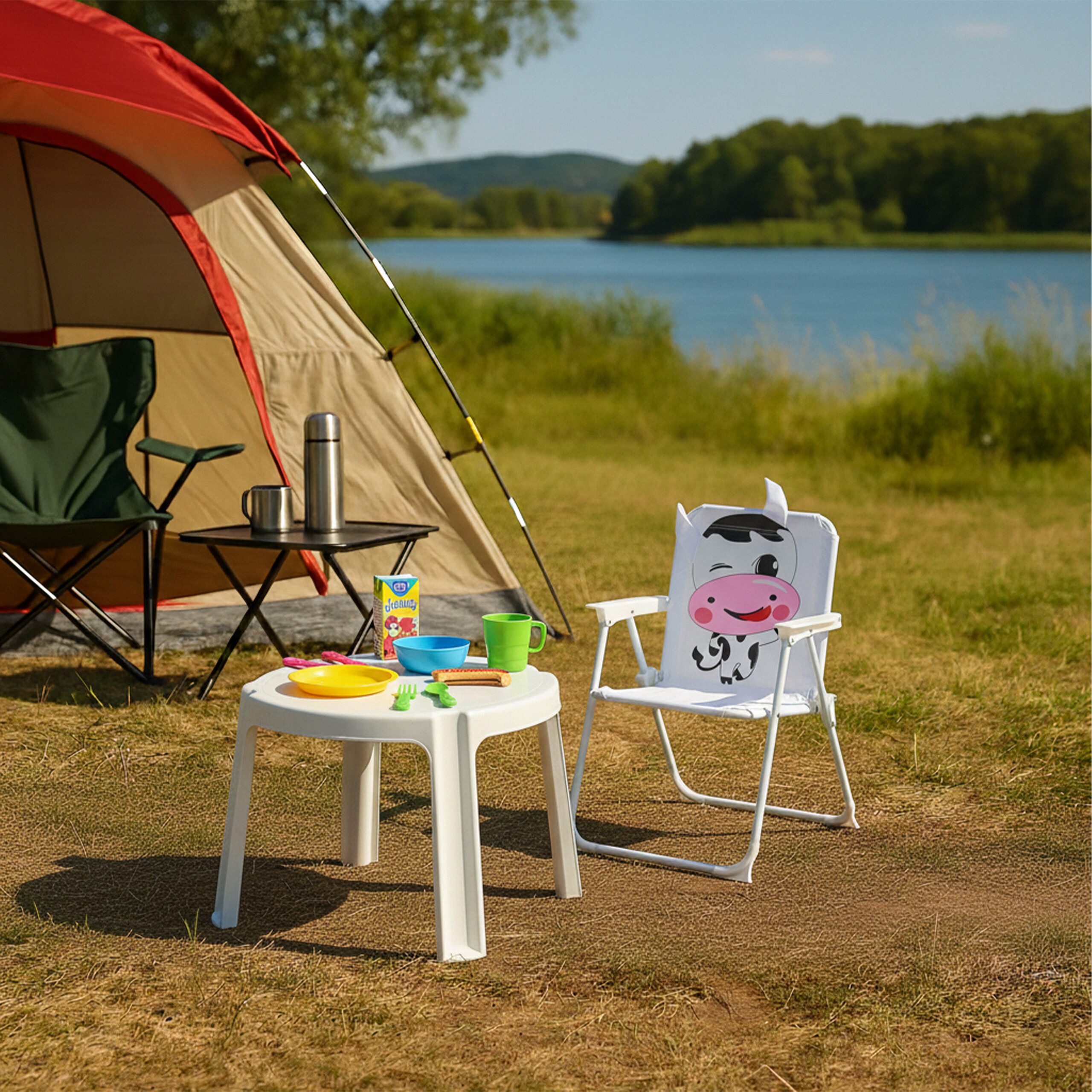 relaxdays Campingstuhl Kinder Klappstuhl mit Motiv (1 St), Kuh