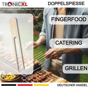 TronicXL Grillspieß 200x 13,5cm Doppelspieße Fingerfood Spieße Catering Bambus Grill Party (200-St)