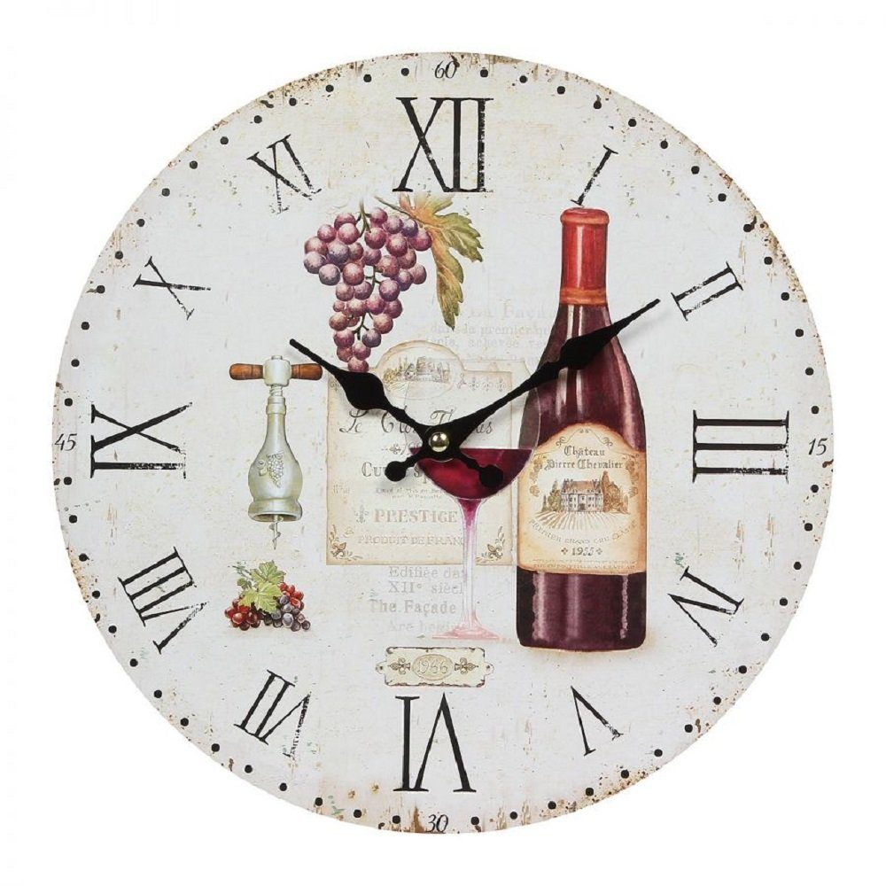 Linoows mit Motiv Mediterrane Wanduhr 28 Uhr cm Rotwein