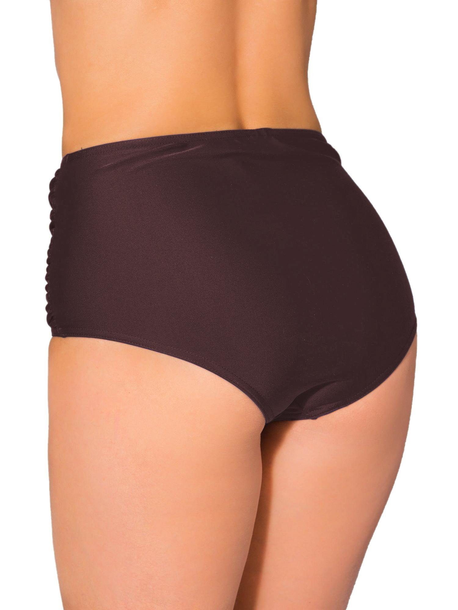 Aquarti Bikini-Hose Aquarti Damen Bikinihose mit Hoher Taille und Raffung