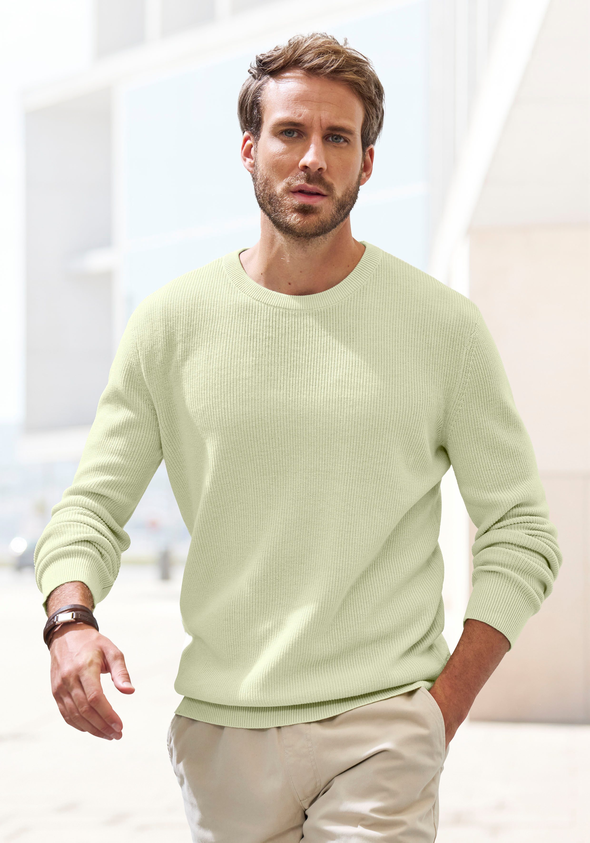 John Devin Strickpullover Pullover in modischen Farben aus Baumwollmischung günstig online kaufen