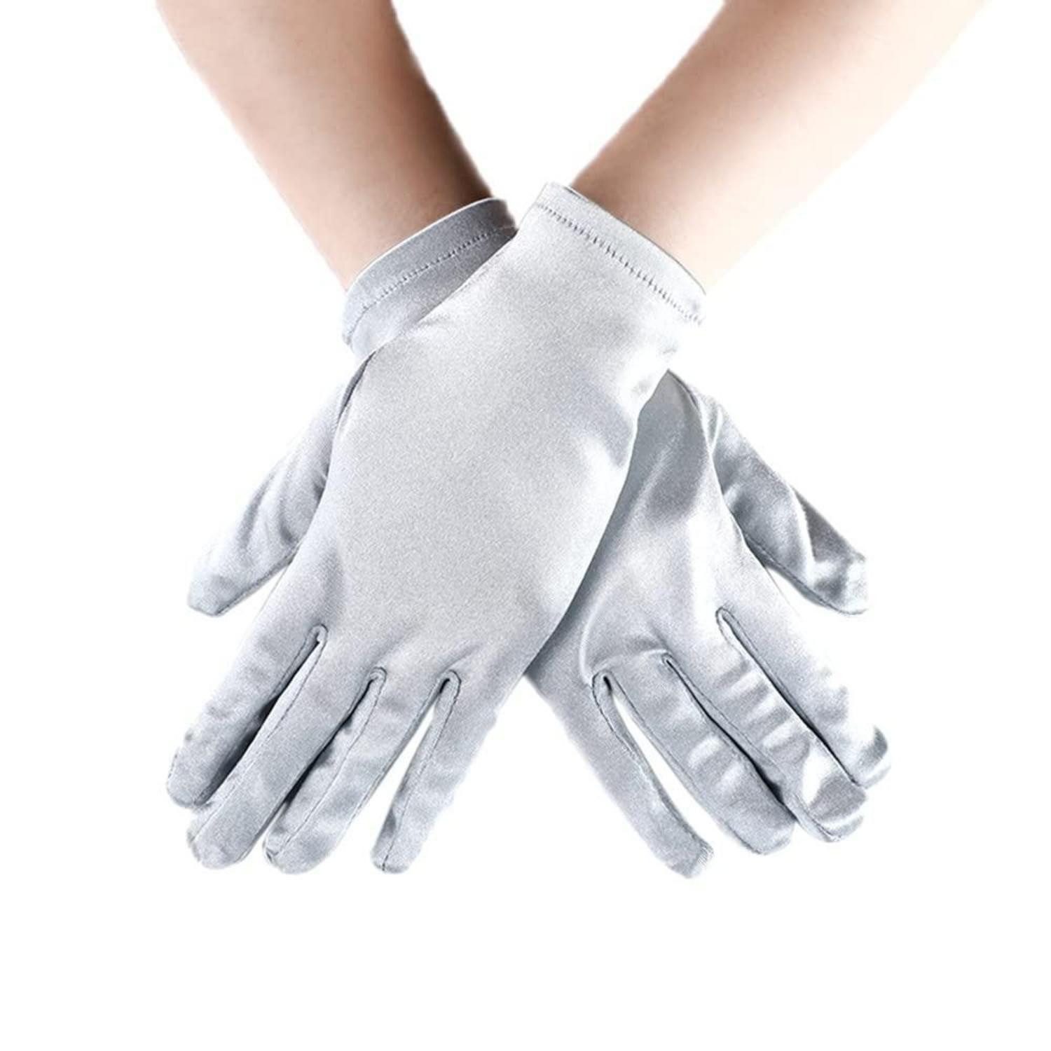 LuxusKollektion Abendhandschuhe Handschuhe Kurz Elegant 1920er Stil Silber (1-St)