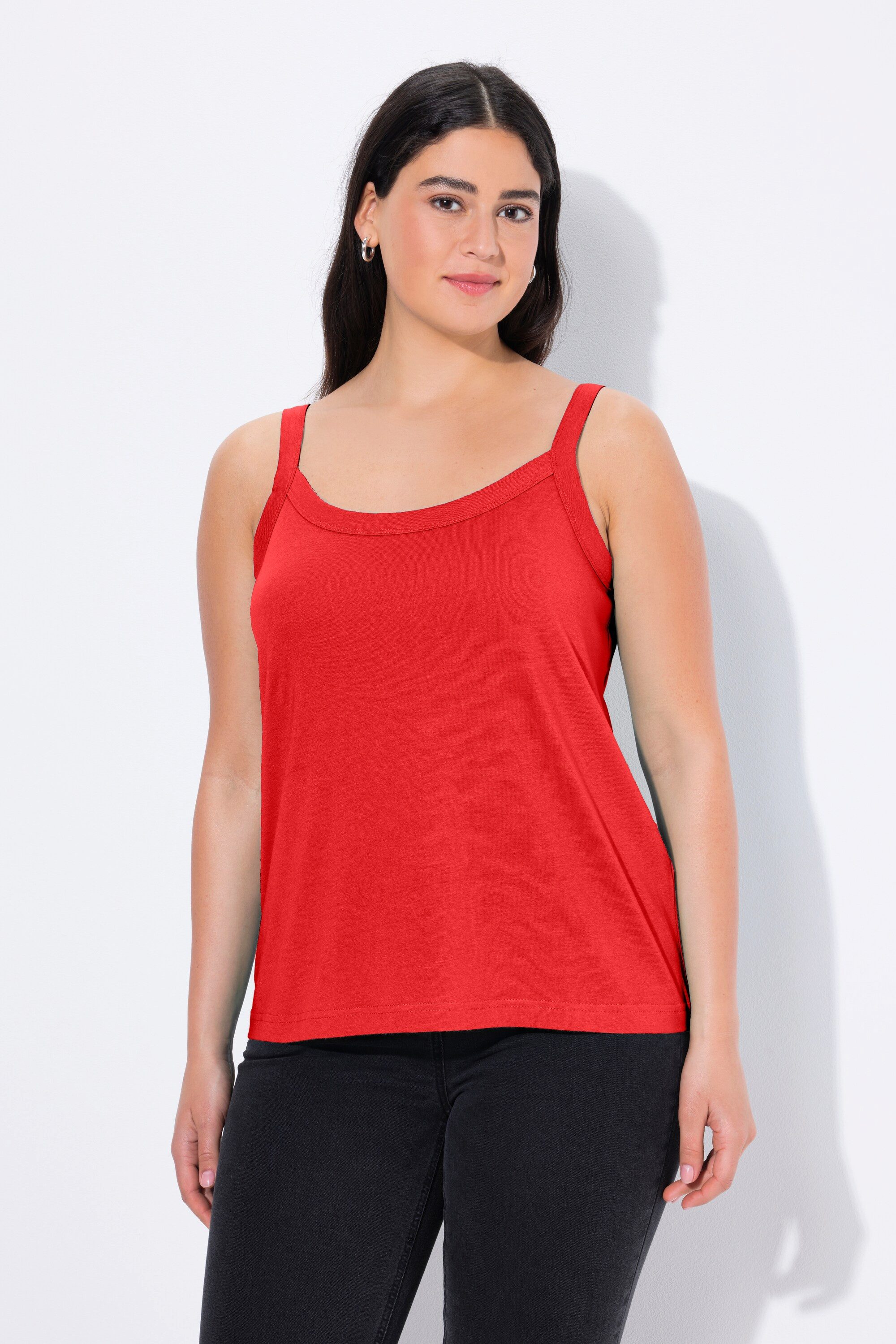 Ulla Popken Longtop Spaghettitop Rundhals Modalmix ärmellos