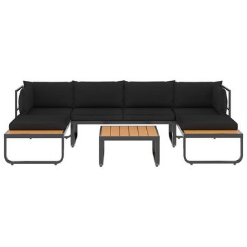 vidaXL Loungesofa 4-tlg. Garten-Ecksofa-Set mit Auflagen Aluminium und WPC, 1 Teile