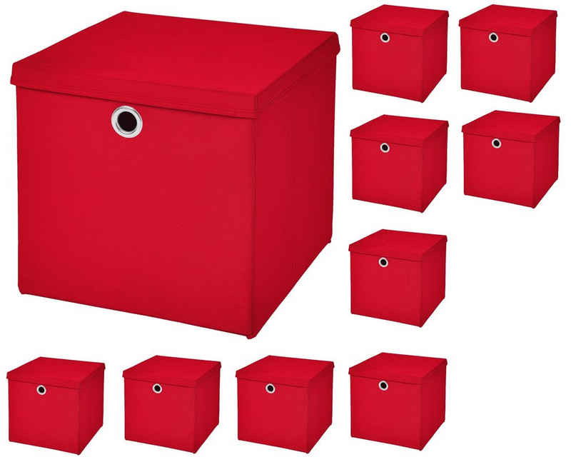 StickandShine Aufbewahrungsbox 10 Stück 33 x 33 x 33 cm Faltbox mit Deckel Stoffbox Aufbewahrungsbox (10er SET 33x33x33) in verschiedenen Farben 33cm