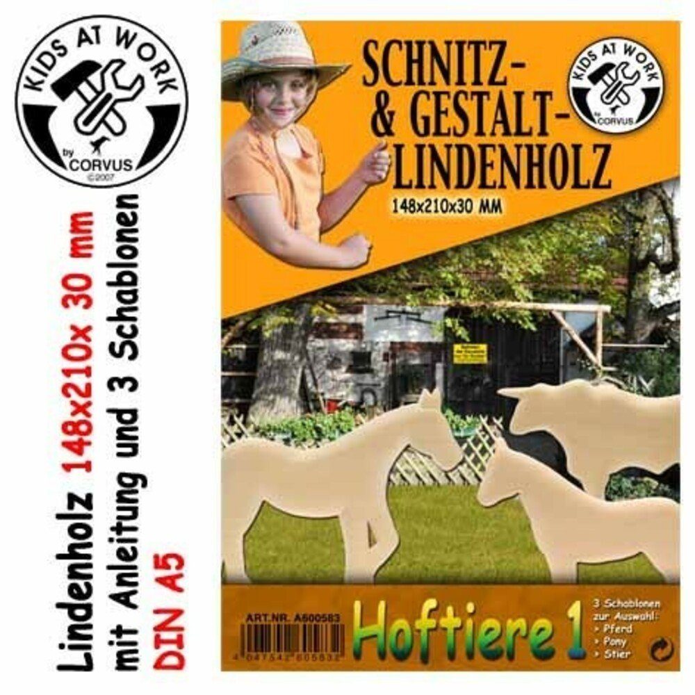 Corvus Experimentierkasten Schnitzholz Hoftiere 1, groß