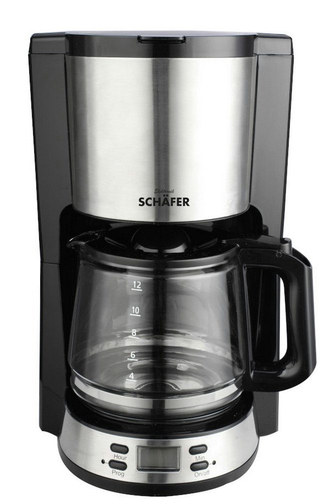 Schäfer Elektronik Filterkaffeemaschine, 1,5l Kaffeekanne, digitales Bedienelement mit LCD Display