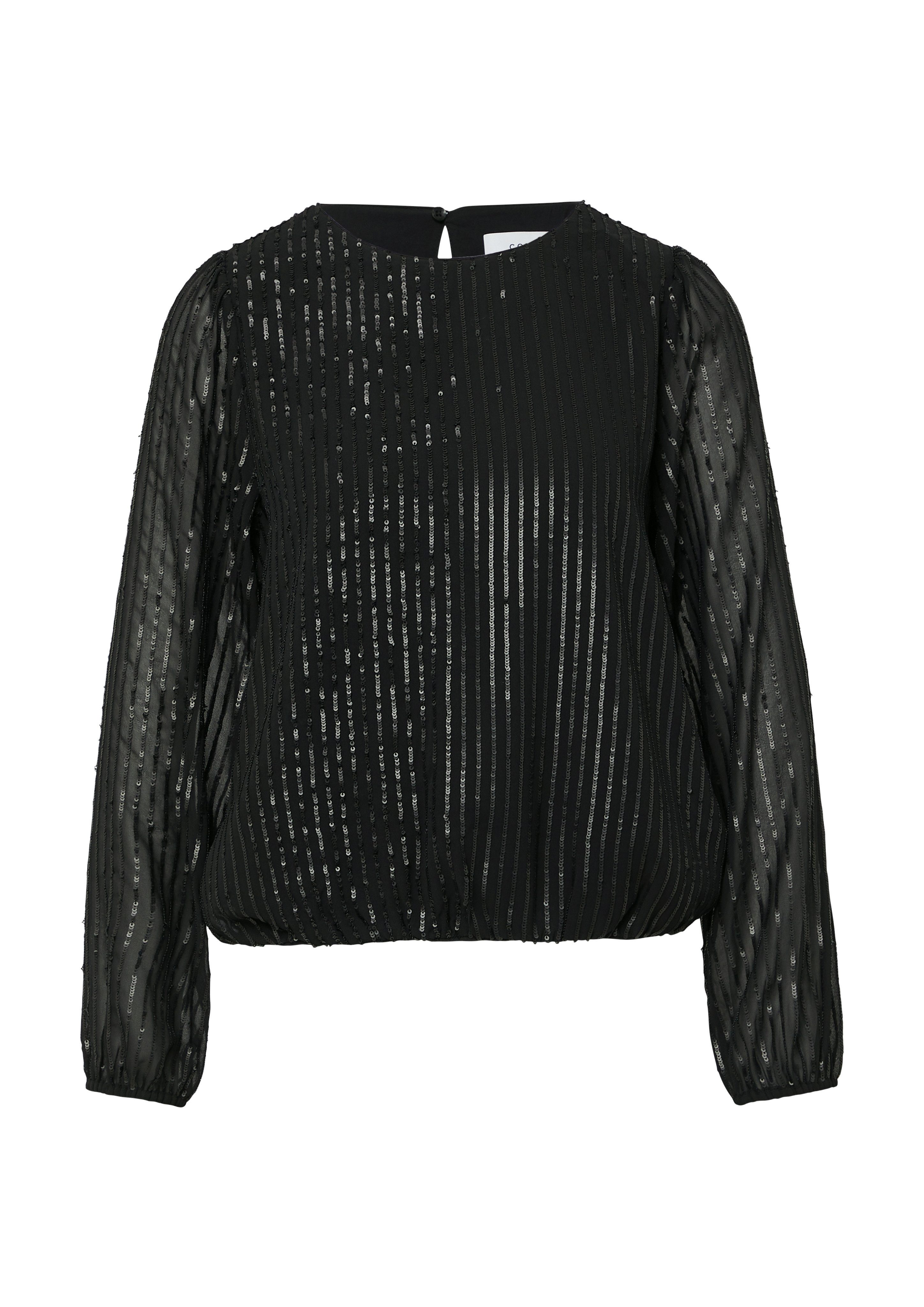 comma Langarmbluse mit Pailetten-Muster