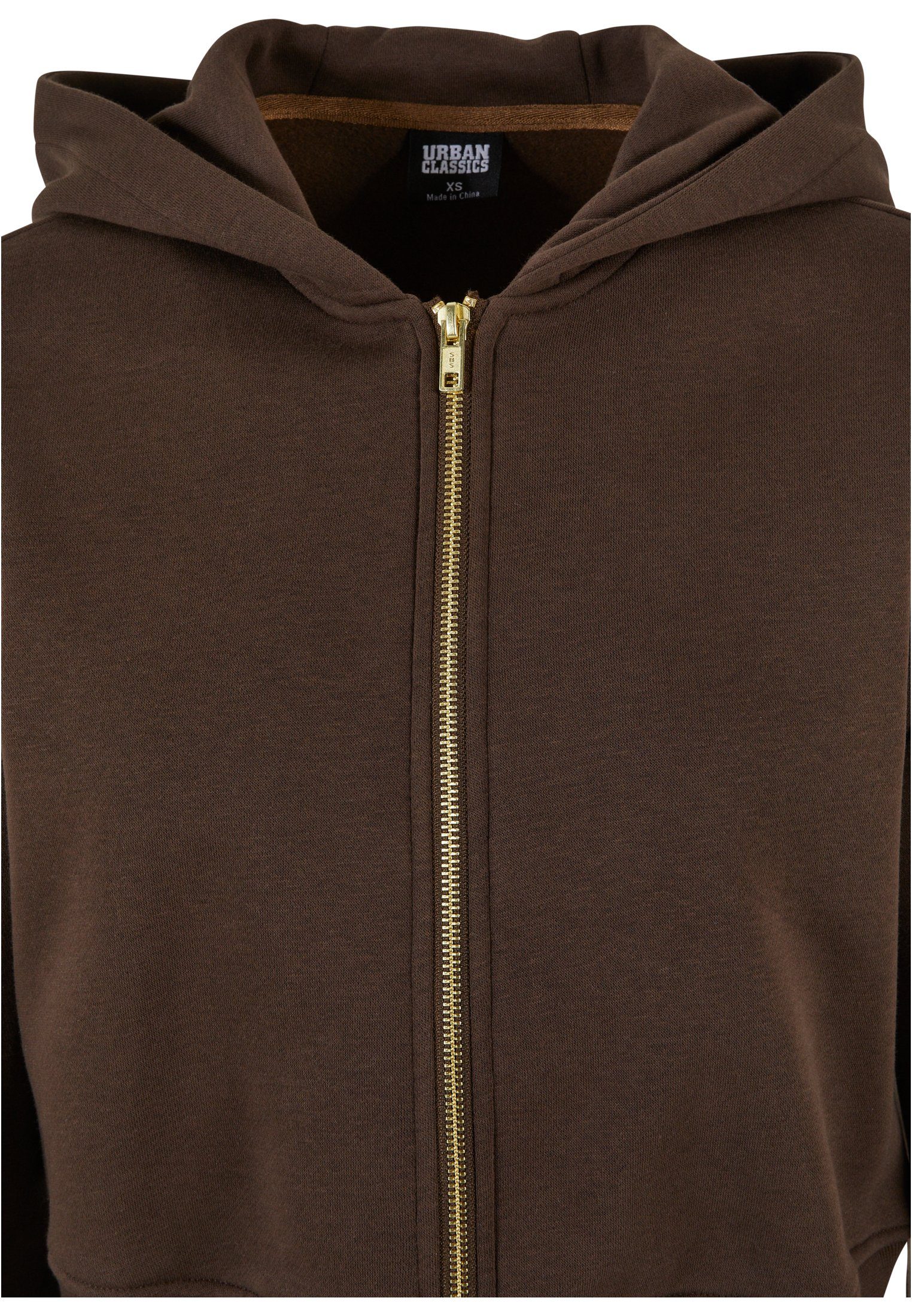 Jacket Zip Damen (1-tlg) Oversized Ladies Sweatjacke URBAN Short brown CLASSICS