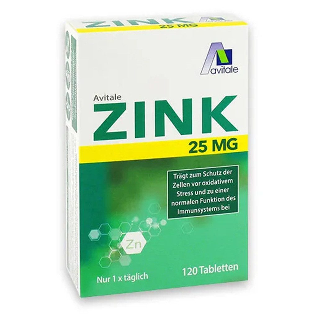 Avitale GmbH Avitale Zink 25 mg Tabletten, 120 St., 60 g, Gut bioverfügbares Zinkcitrat