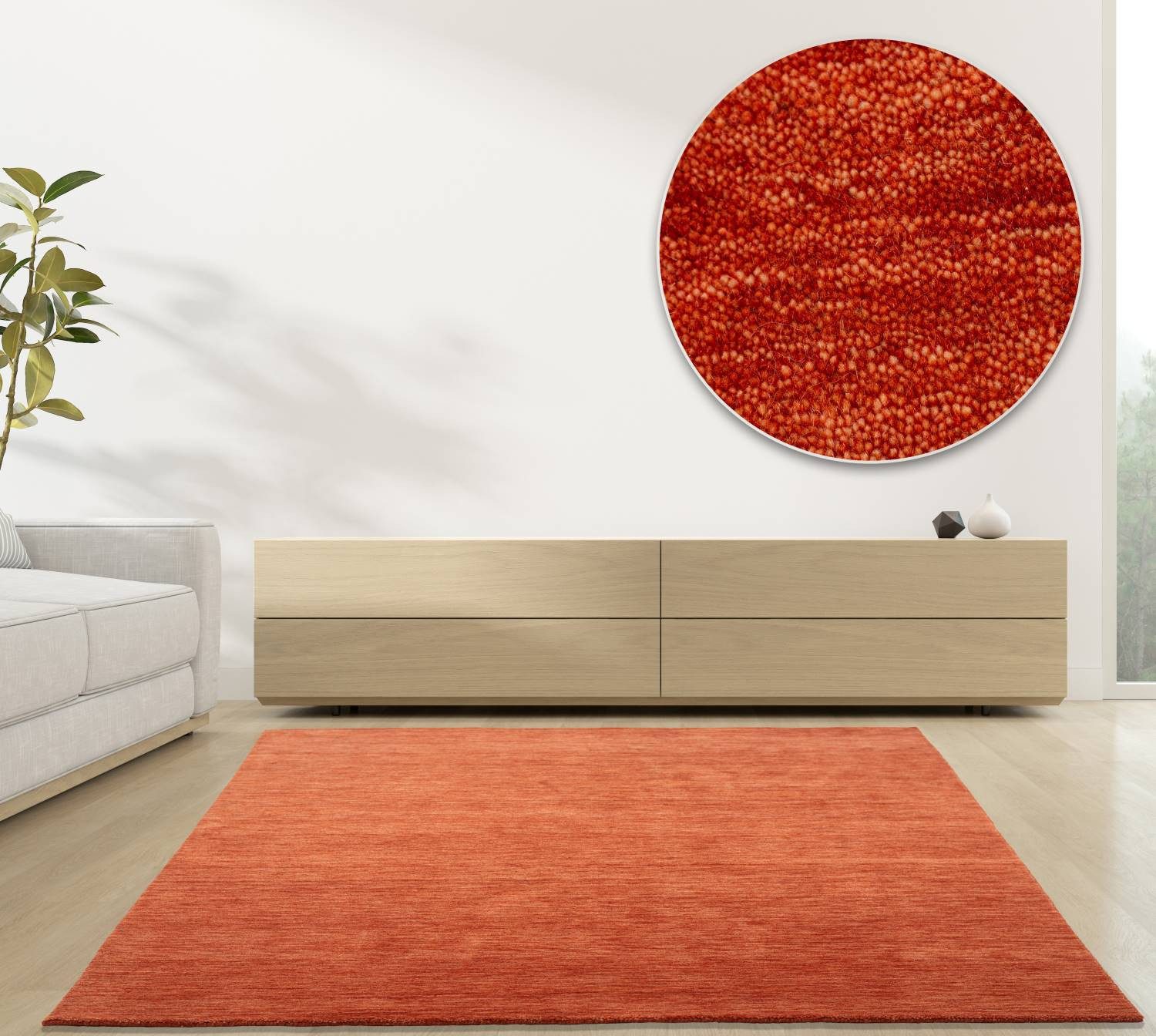 RUG N' ROLL Wollteppich Luxus Designerteppich; moderner uni Teppich aus reiner Schurwolle, Rechteckig