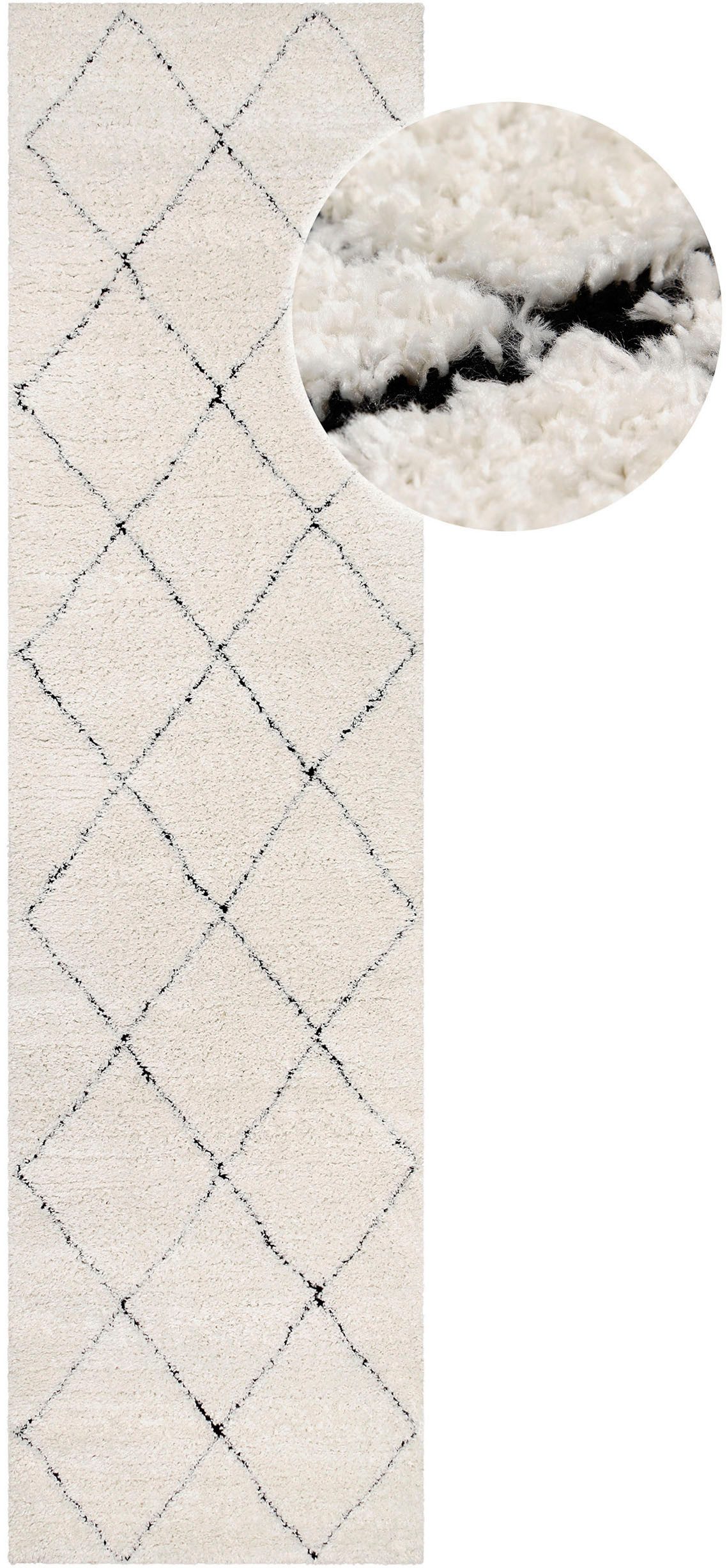OTTO home Hochflor-Teppich Aveline, auch als Läufer erhältlich, rechteckig, Höhe: 35 mm, Langflor, Shaggy im Berber Stil, geometrisch, Raute, Wohnzimmer – Bild 2 von 5