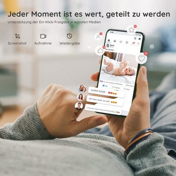 Boifun Babyphone Babyphone mit Kamera App 1080P 5" Video Babyphone HD-Nachtsicht, PTZ 355°/90° 4X-Zoom,Bewegungs und Geräuscherkennung, Temperatur und Luftfeuchtigkeitsüberwachung, Wiegenlied, Intelligente Rundum-Erkennung,Automatische Verfolgung,VOX-Funktion