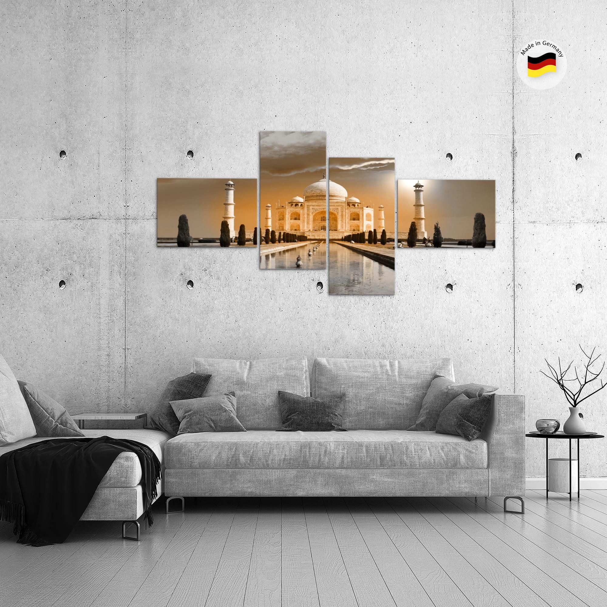 Runa Art Wandbild Taj Mahal Indien Kunstdruck auf Vlies Leinwand Wanddeko 600541b, 200L x 100B cm