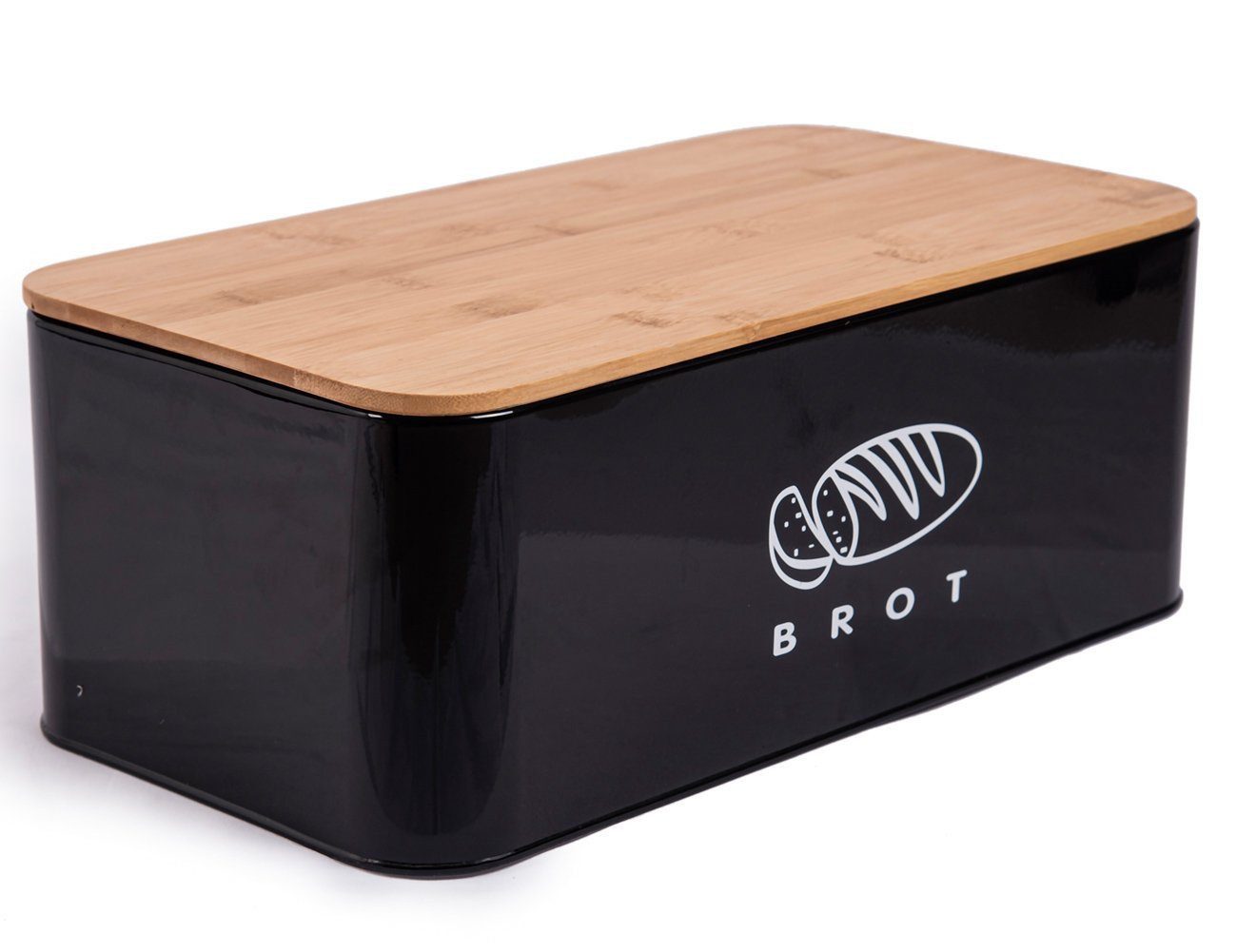 Zedelmaier Brotkasten Brotdosen aus Metall mit ökologischem Naturdeckel (als Schneidebrett), (MBH003&4), Geräumiger Retro Brotkasten aus Metall mit Holzdeckel, runder Rand