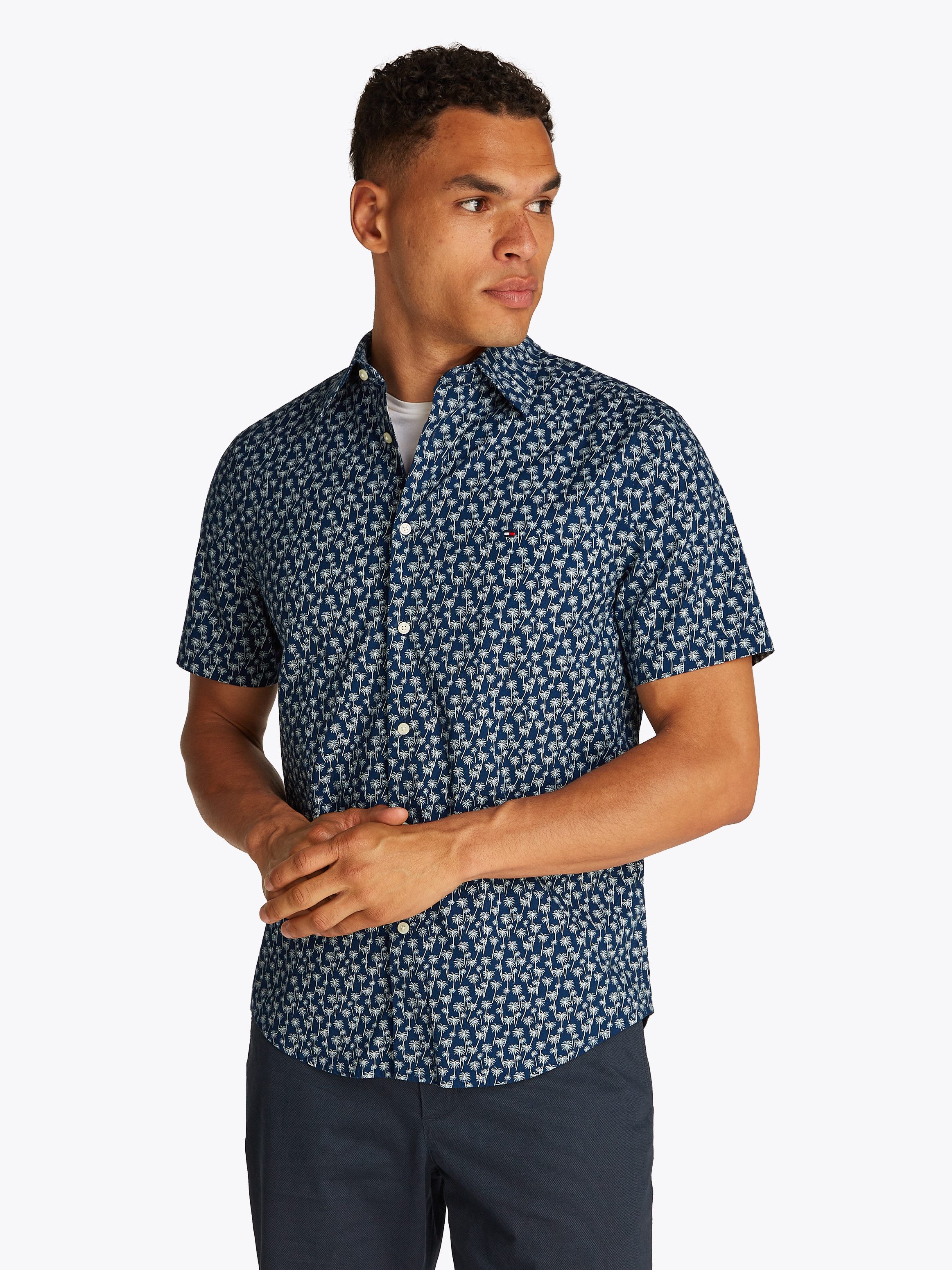 Tommy Hilfiger Kurzarmhemd FLEX POPLIN PALM günstig online kaufen
