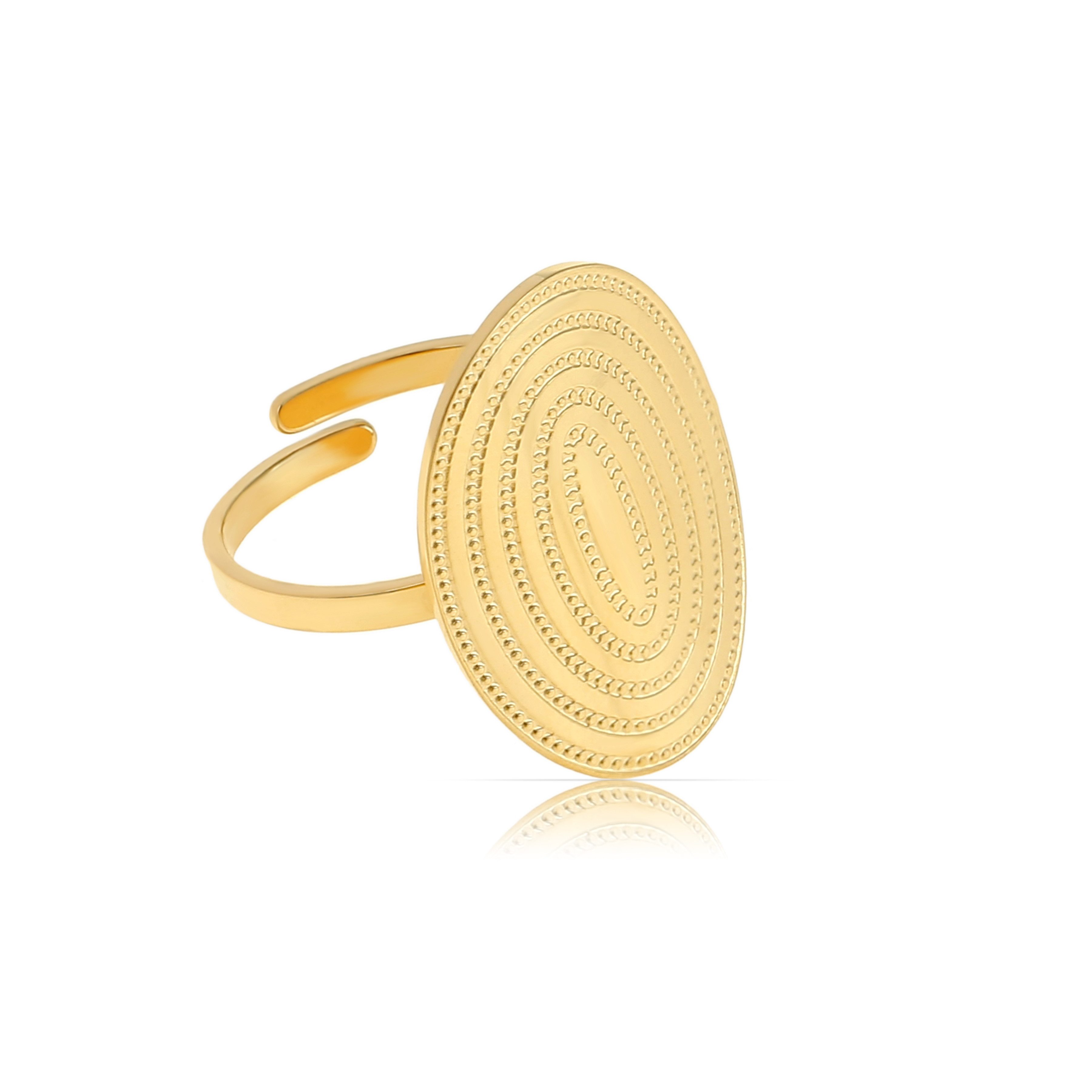 Made by Nami Goldring Damen Ring gold verstellbar wasserfest aus Edelstahl sommerlich, aus Edelstahl – Boho-Stil – für Festivals – glänzende Optik