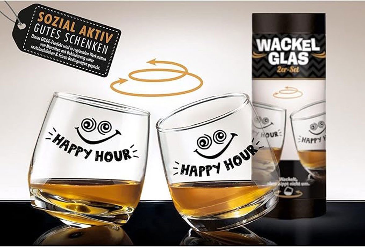 GILDE Whiskyglas Gilde Wackelglas Whiskyglas Happy Hour 2 er Set