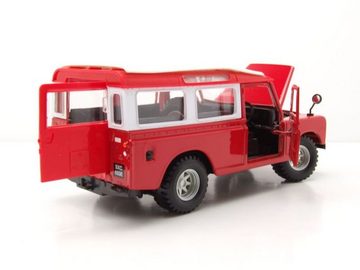 Bburago Modellauto Land Rover Serie II rot weiß Modellauto 1:24 Bburago, Maßstab 1:24