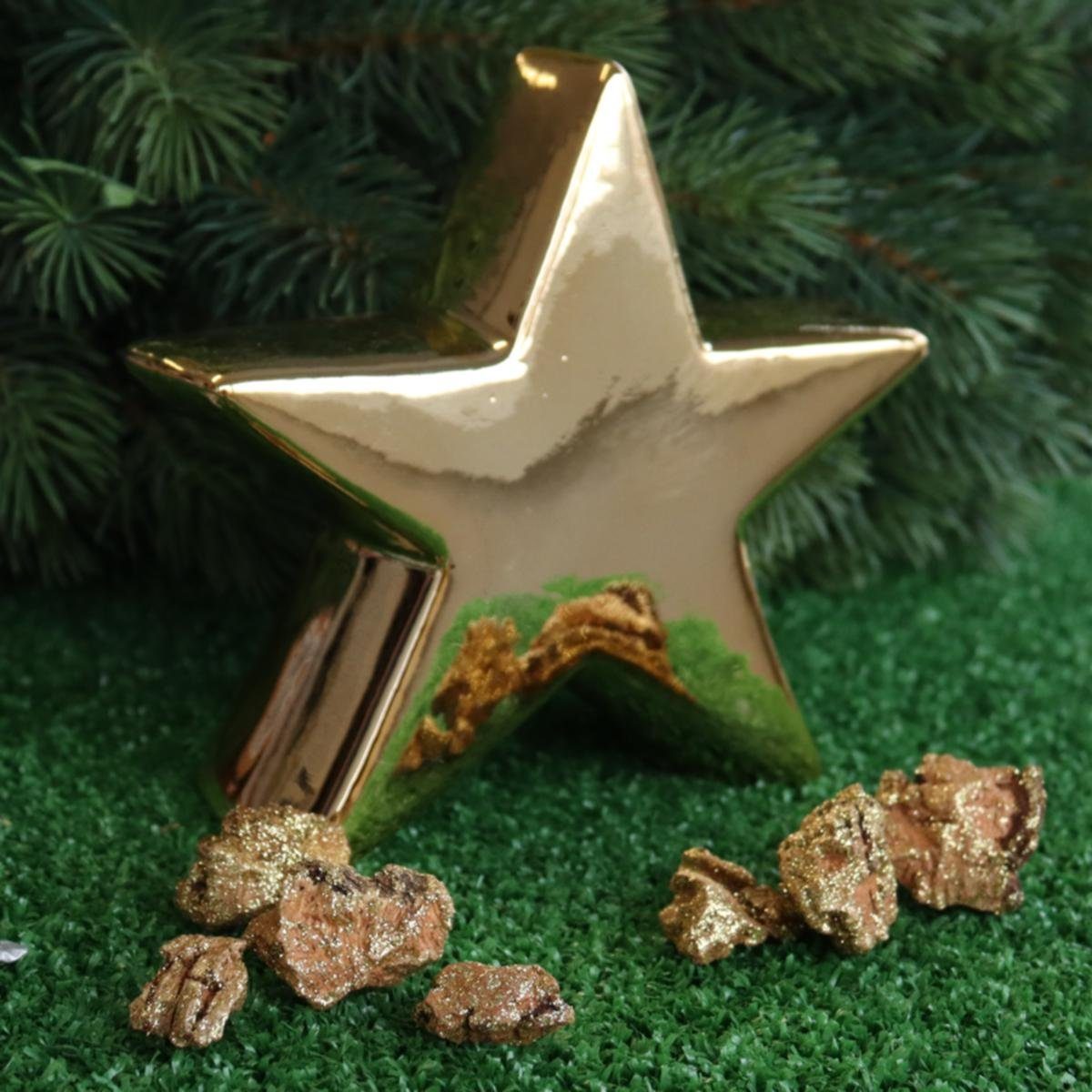INGE-GLAS® Weihnachtsfigur INGE-GLAS® Goldfarbener ca14 (Stück) H Porzellan-Stern cm