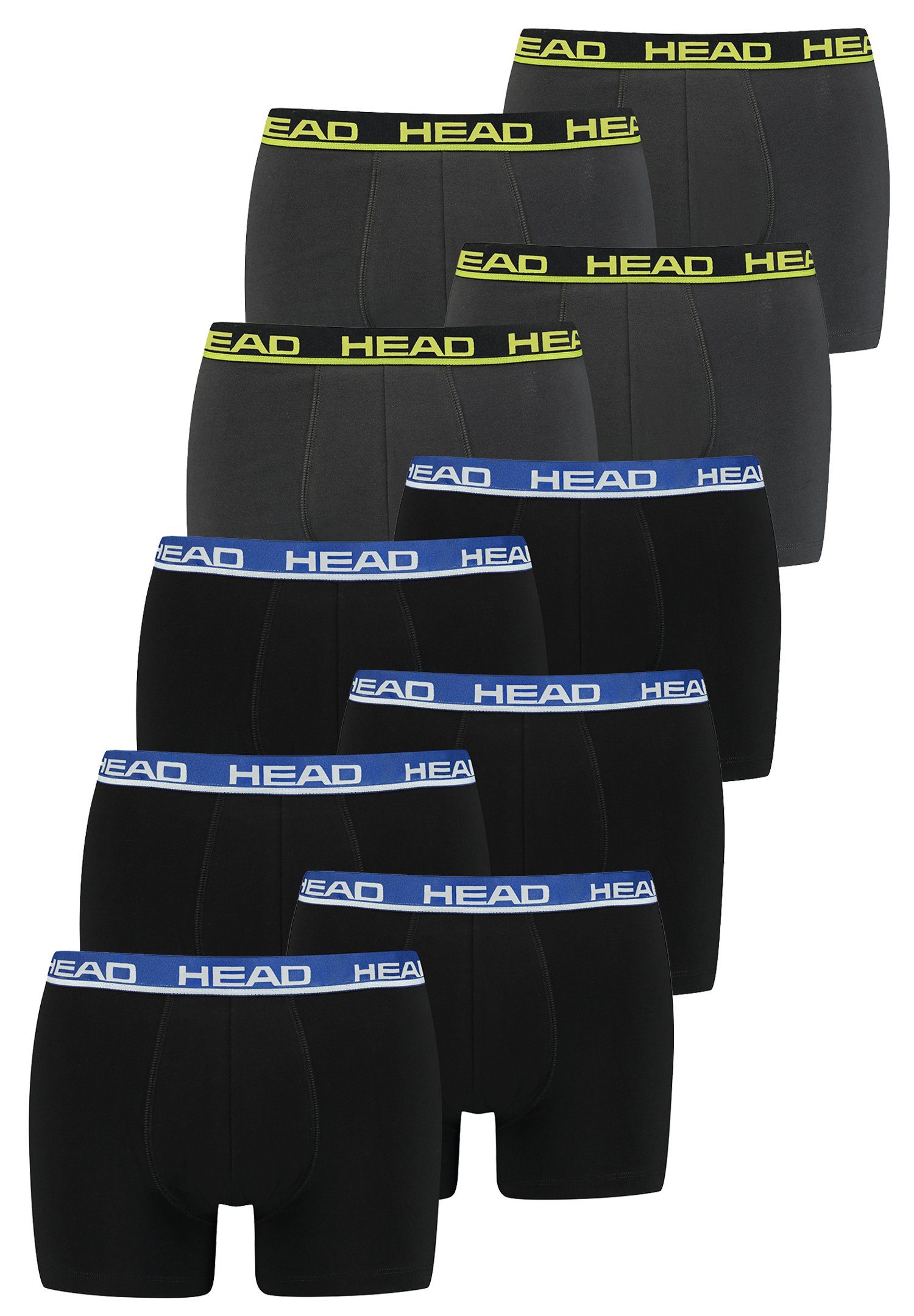 Head Boxershorts Head Basic Boxer 10P (Spar-Set, 10-St., 10er-Pack) Phantom Lime/Black Blue