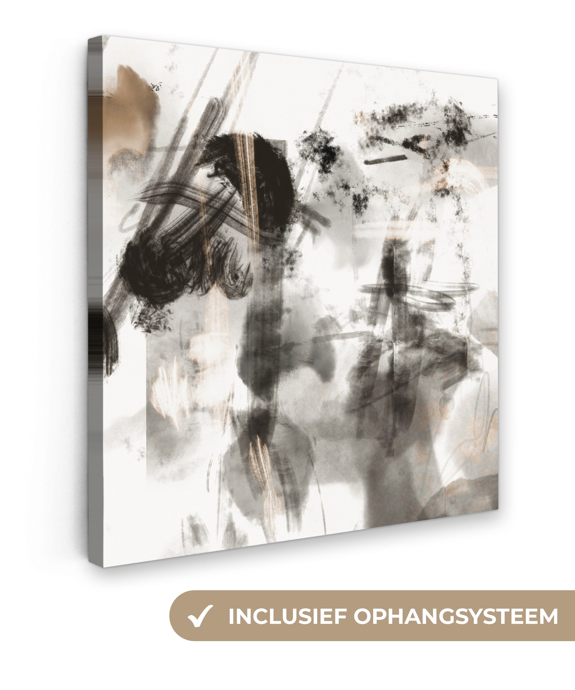 OneMillionCanvasses® Leinwandbild Malerei - Farbe - Schwarz und Weiß - Kunst, Fotodruck (1 St), Wandbild, Deko Schlafzimmer Wohnzimmer Flur 20x20 cm