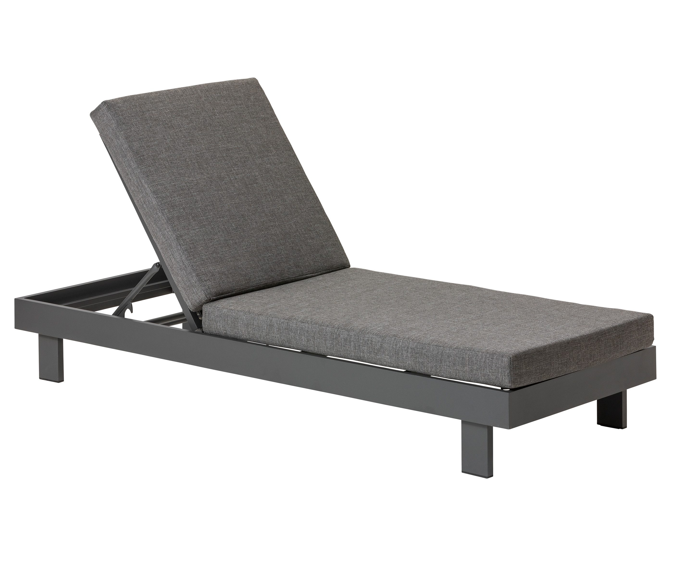 Dehner Gartenliege Relaxliege Riva, 195 x 73 x 90 cm, Aluminium, dunkelgrau, robust, inkl. wasserabweisender Polster aus Olefin