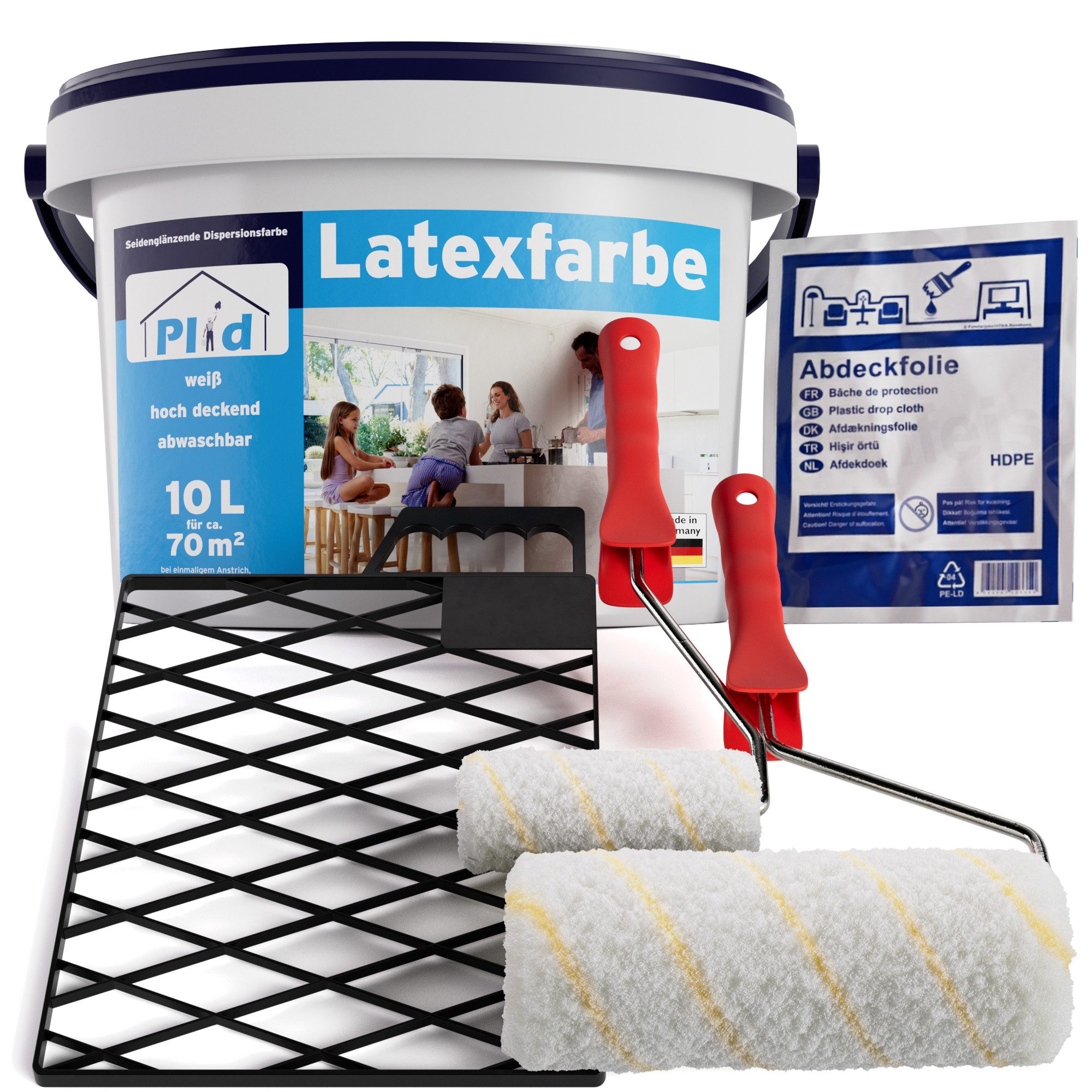 plid Latexfarbe Latexfarbe abwaschbare Wandfarbe Küchenfarbe Innenfarbe Badfarbe, Schnelltrocknend, spritzarm, verarbeitungsfertig