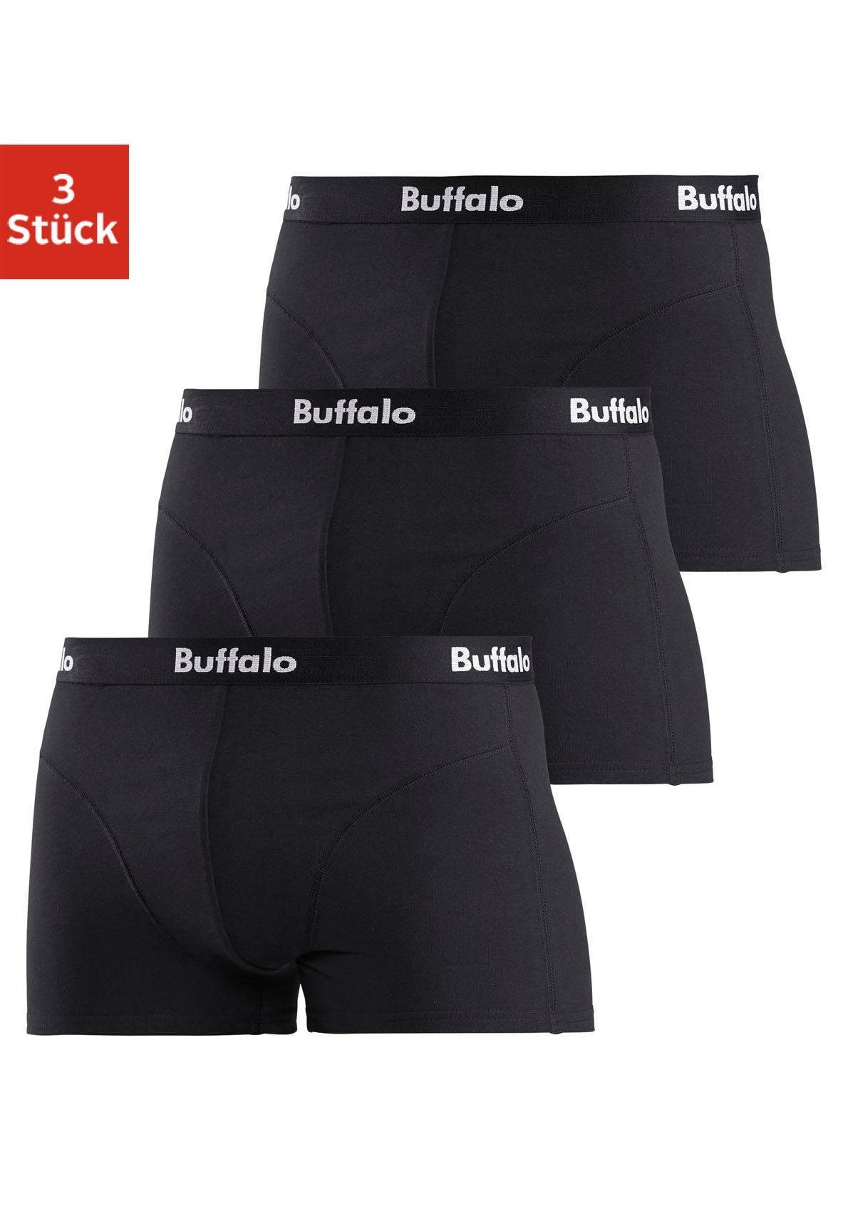 Buffalo Boxer (Packung, 3-St) mit Overlock-Nähten vorn schwarz, schwarz, schwarz