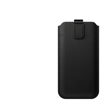 SLABO Handyhülle universelle Schutzhülle für Smartphone (max. 173 x 81 x 10 mm) universal Schutztasche Handyhülle Case mit Magnetverschluss aus Kunstleder - SCHWARZ, BLACK