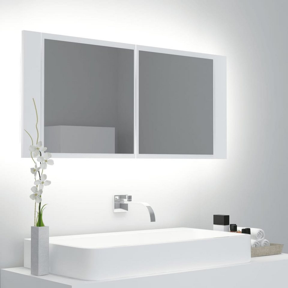 vidaXL Badezimmerspiegelschrank LED-Bad-Spiegelschrank Weiß 100x12x45 cm  Acryl (1-St)